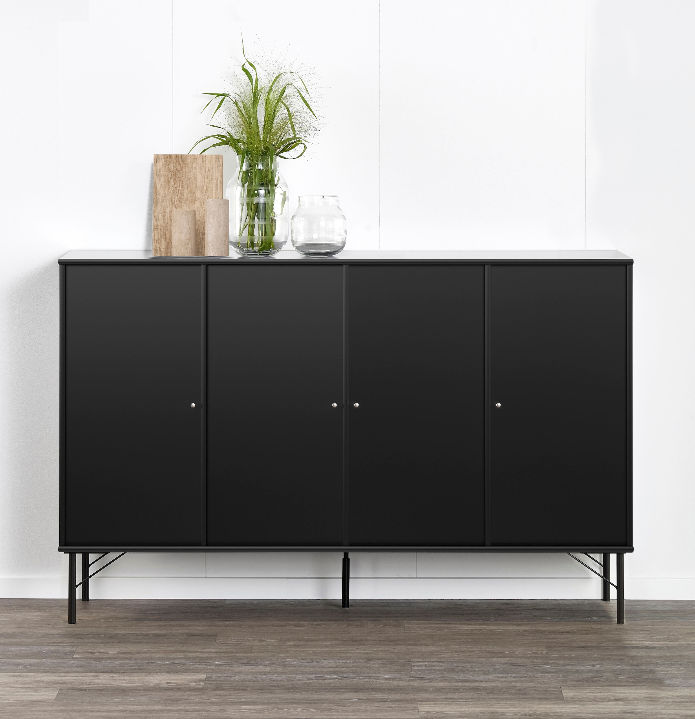 Hammel Furniture Sideboard »Mistral Kubus«, mit vier Türen und Metall Füße, Breite: 136 cm