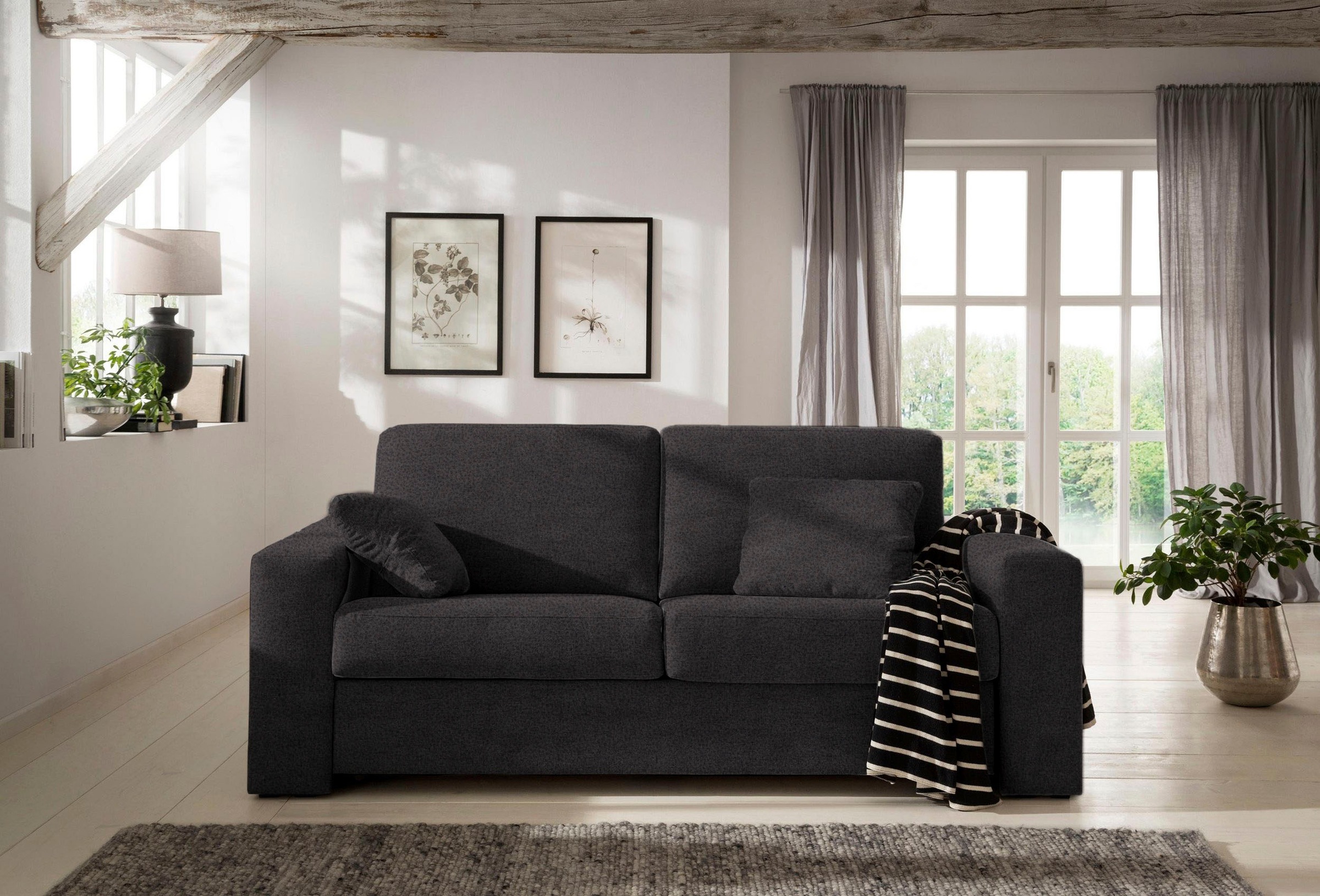 Home affaire Schlafsofa »Roma Matratzenhöhe 14 cm«, Dauerschlaffunktion, mit Unterfederung, Lattenrost, Matratze