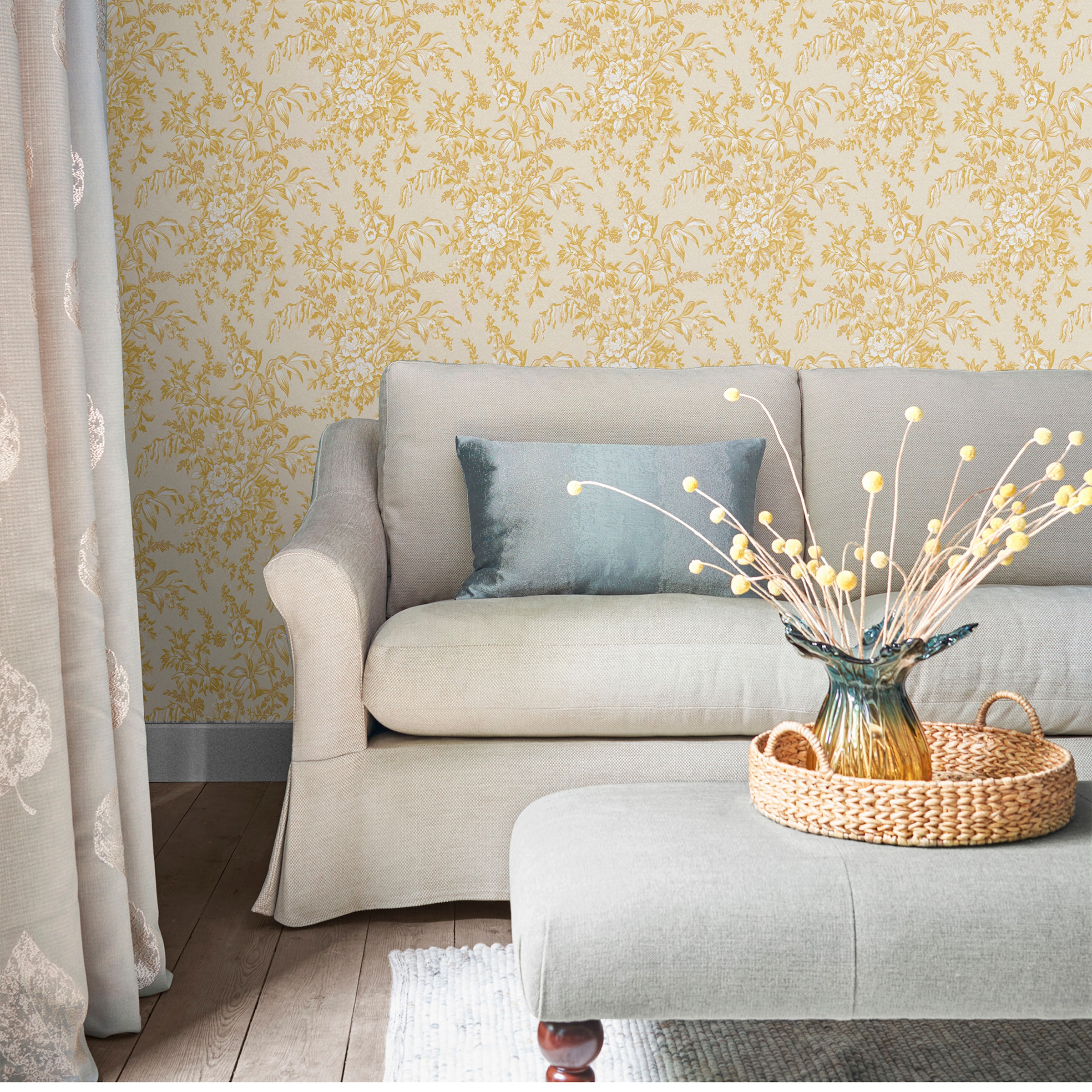 LAURA ASHLEY Vliestapete »Laura Ashley Picardie Pale Gold Vliestapete«, geblümt, Laura Ashley Picardie Pale Gold Vliestapete