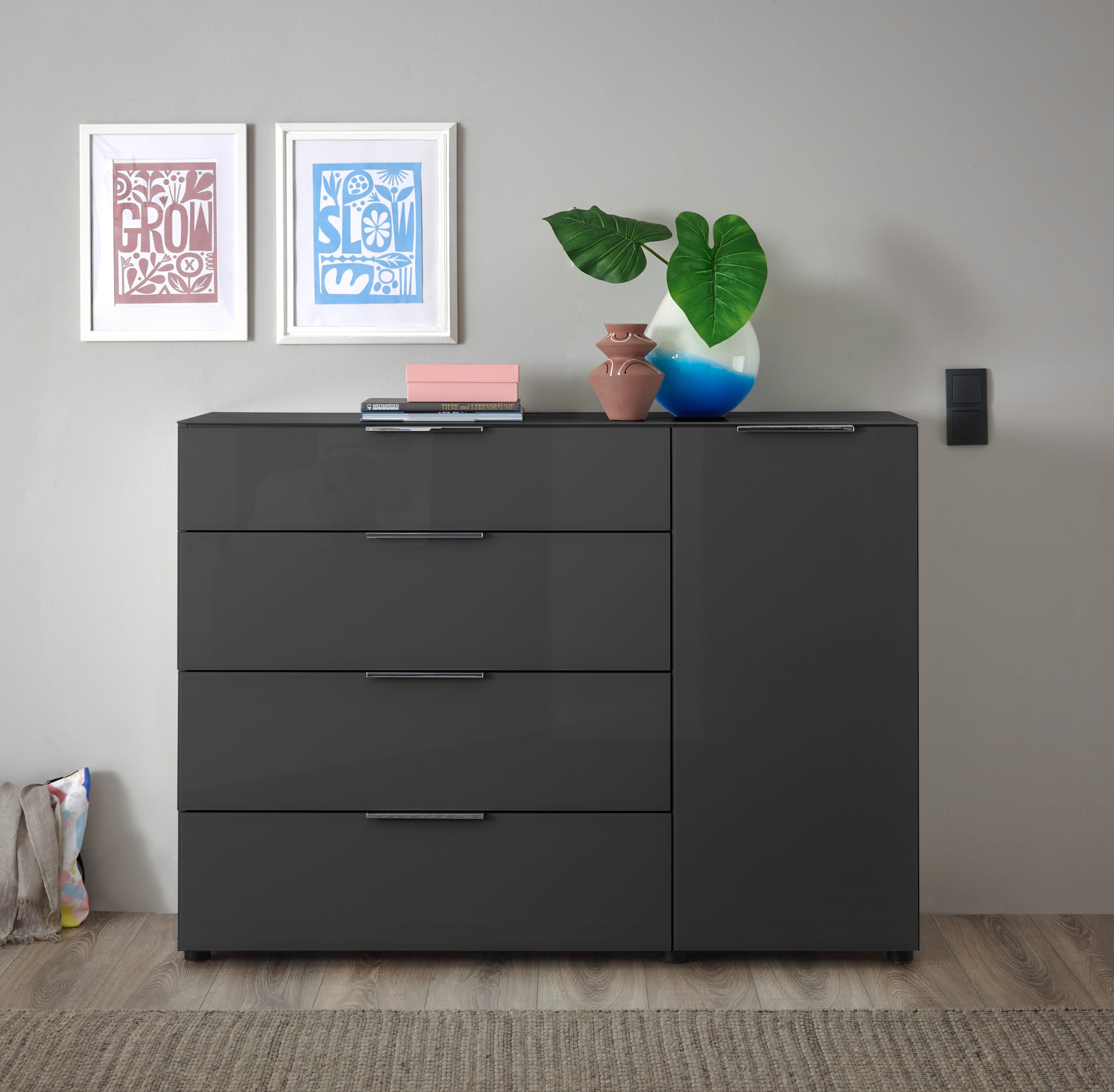 HBZ Kommode »Santorin, BxHxT 135x99x40 cm«, (1 St.), Breite 135cm, Softclose für Türen und Schubkästen, Melaminbeschichtung