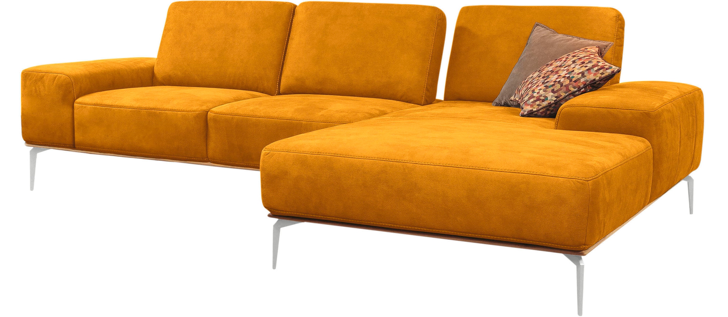 W.SCHILLIG Ecksofa »run, Designsofa, bequem, L-Form«, mit elegantem Holzsockel, Füße in Chrom glänzend, Breite 299 cm