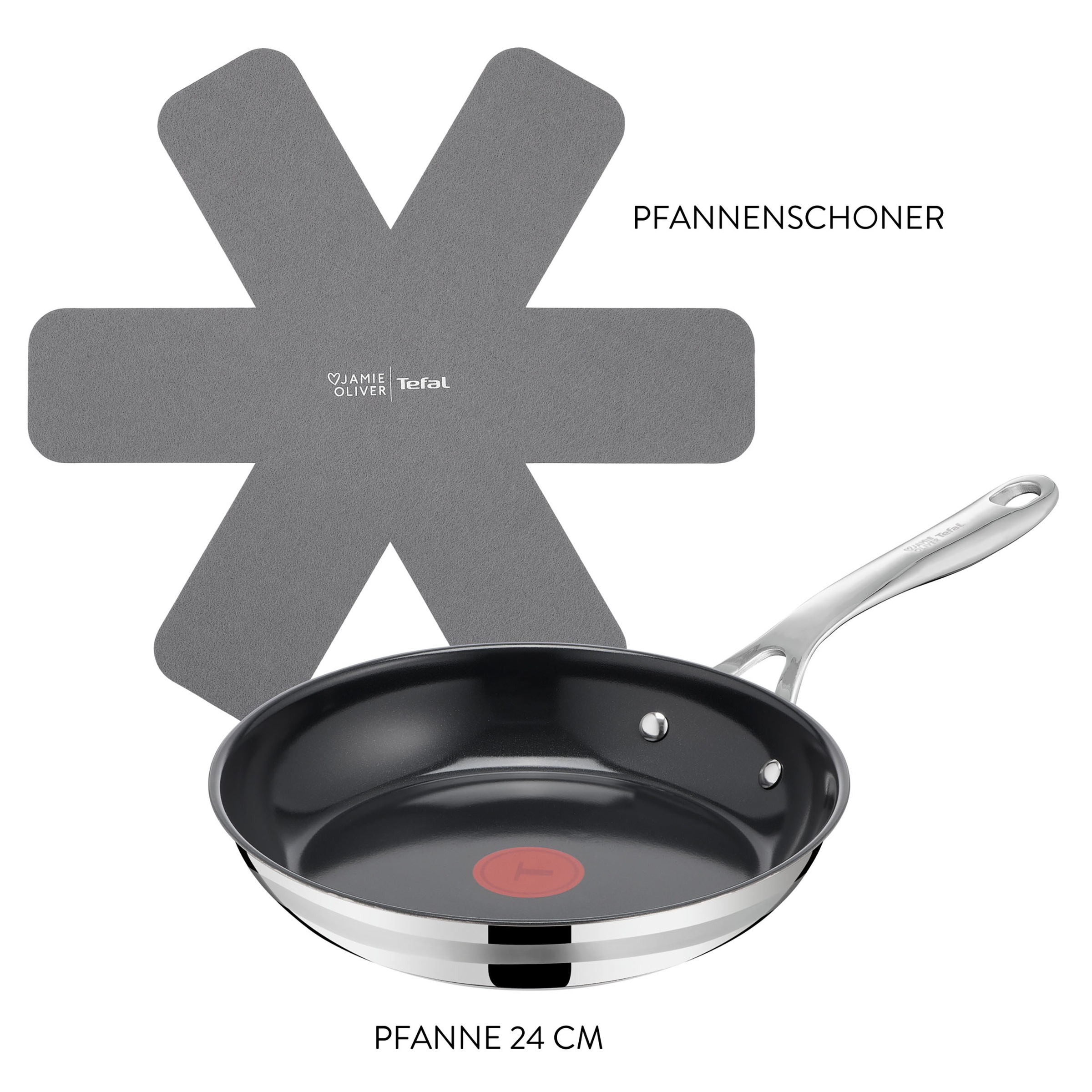 Tefal Bratpfanne »Jamie Oliver Smart Cook« Edelstahl Set, 2 tlg. Antihaftbeschichtete Keramikoberfläche, Thermo-Spot, Induktion
