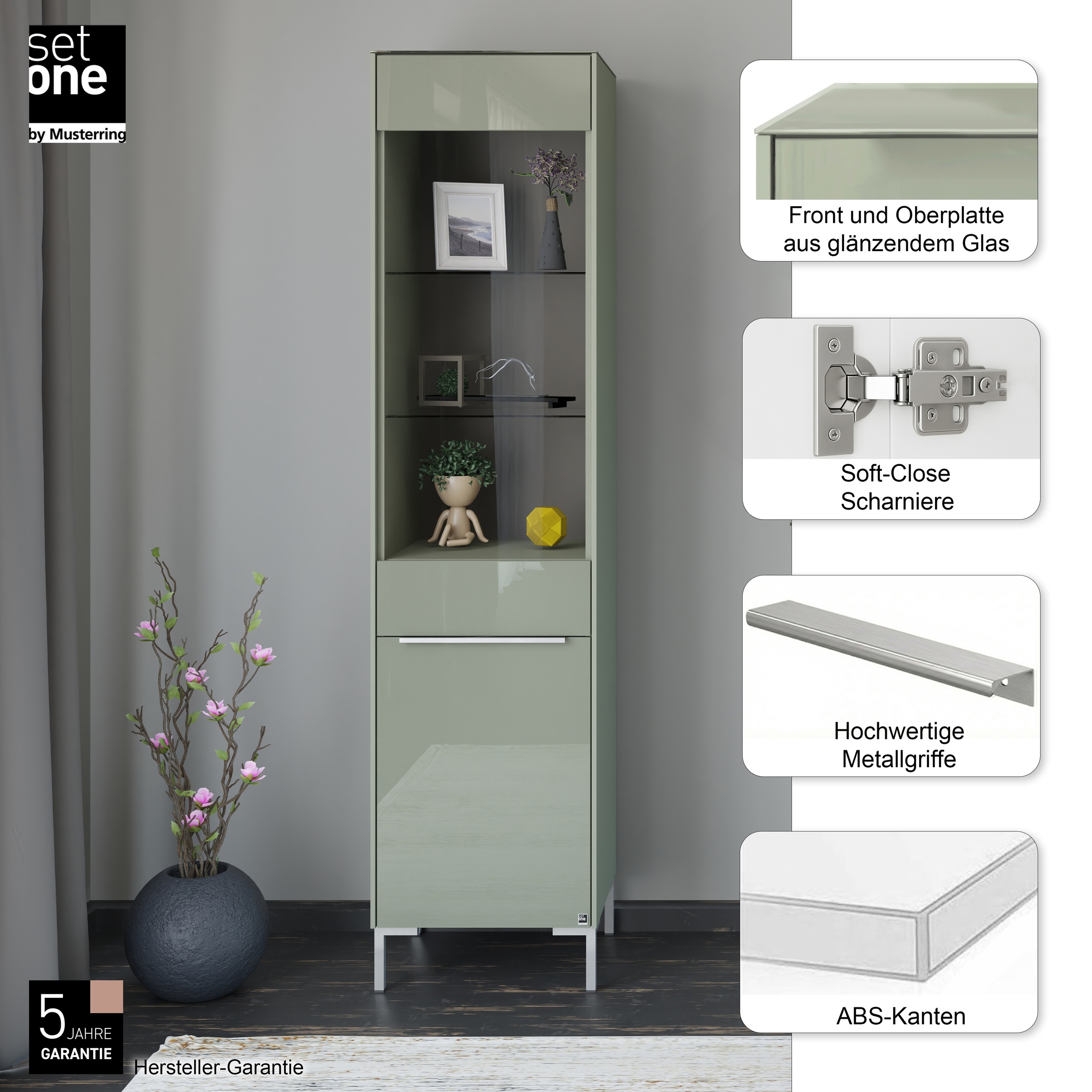 set one by Musterring Standvitrine »Reno« 1 Stk. tlg. Mit Winkelfuß in diversen Farben, 199 cm Höhe & Farbauswahl