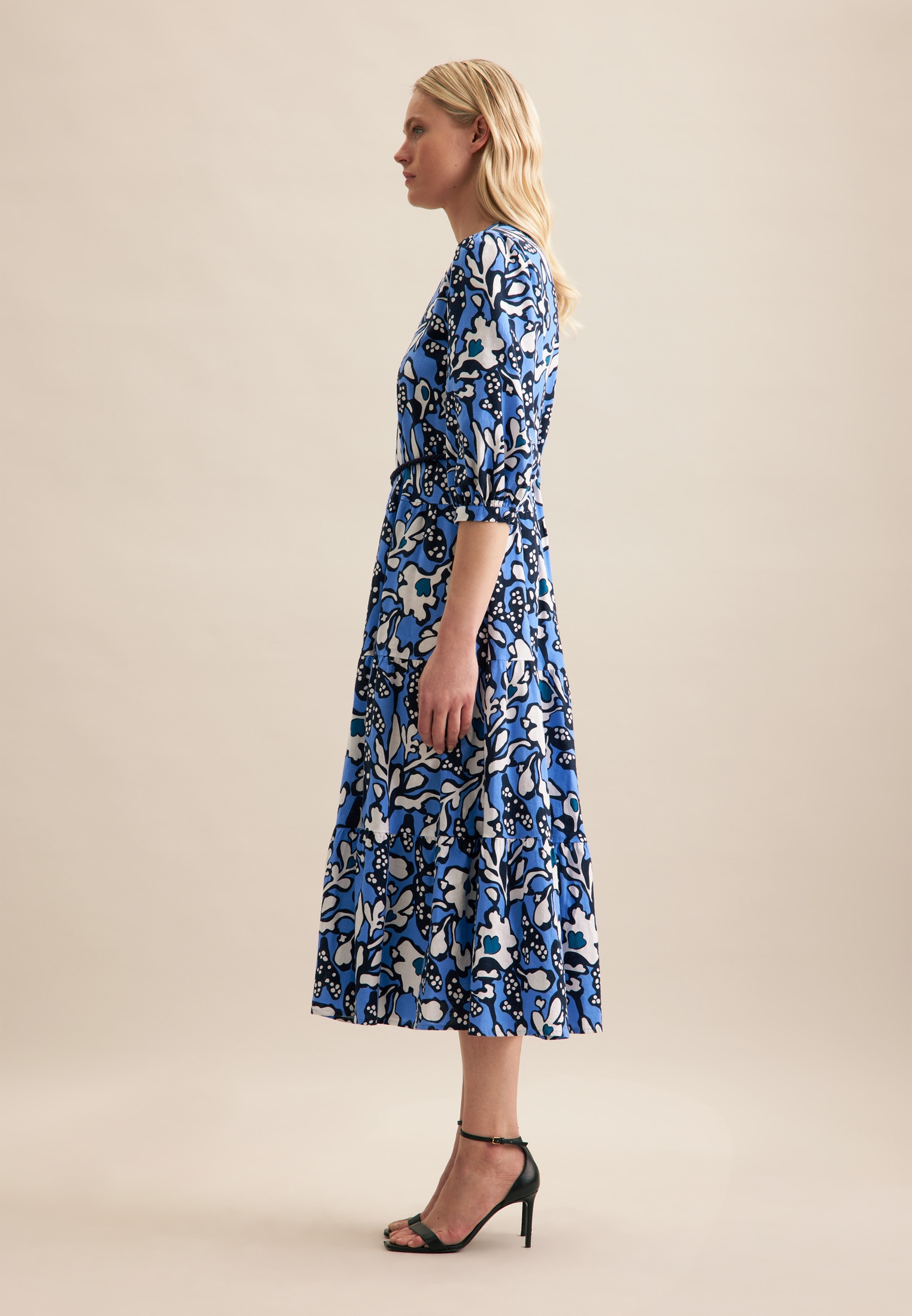 seidensticker Sommerkleid »Schwarze Rose«, 7/8-Arm V-Neck Druck