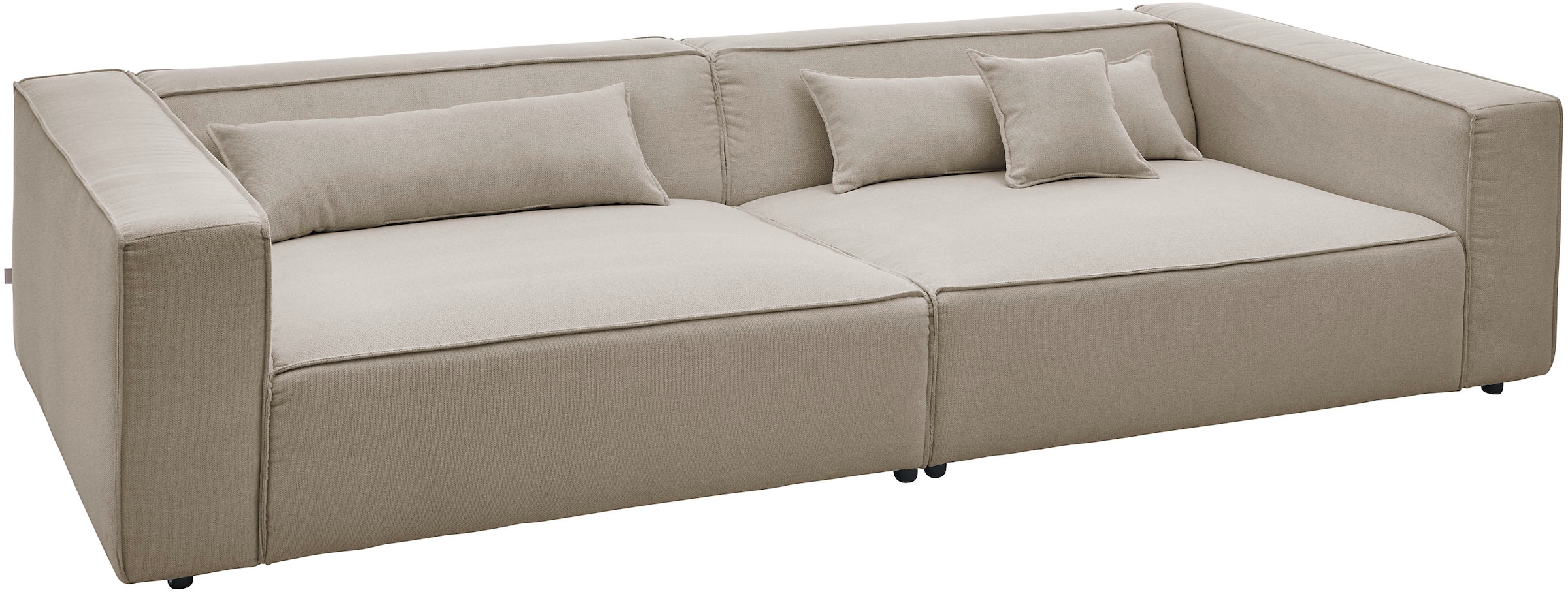 LeGer Home by Lena Gercke 3-Sitzer »PIARA, XXL Sofa mit Kedernaht, Big-Sofa in Cord oder Leinenoptik«, schwarze Füße, bequemer Sitzkomfort, extra tiefe Sitzfläche