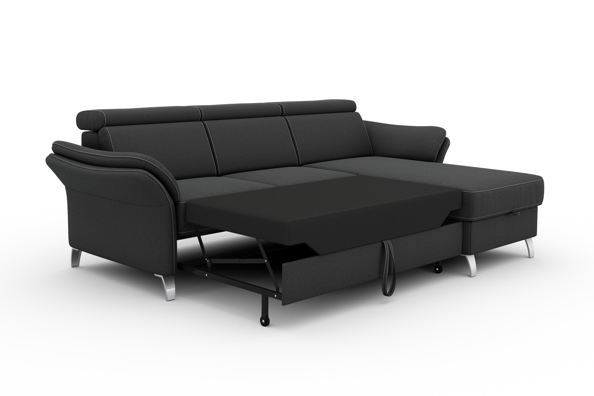 sit&more Ecksofa »Vincenzo L-Form«, inklusive Kopfteilverstellung, wahlweise mit Bettfunktion, Bettkasten