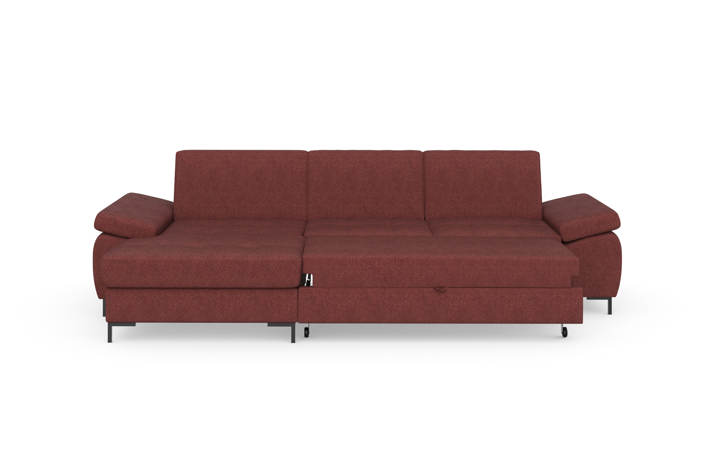 DOMO collection Ecksofa »Capelo, komfortabel, klare Linien zeichnen dieses Design aus, L-Form«, mit Armteilverstellung, wahlweise mit Bettfunktion, Federkern