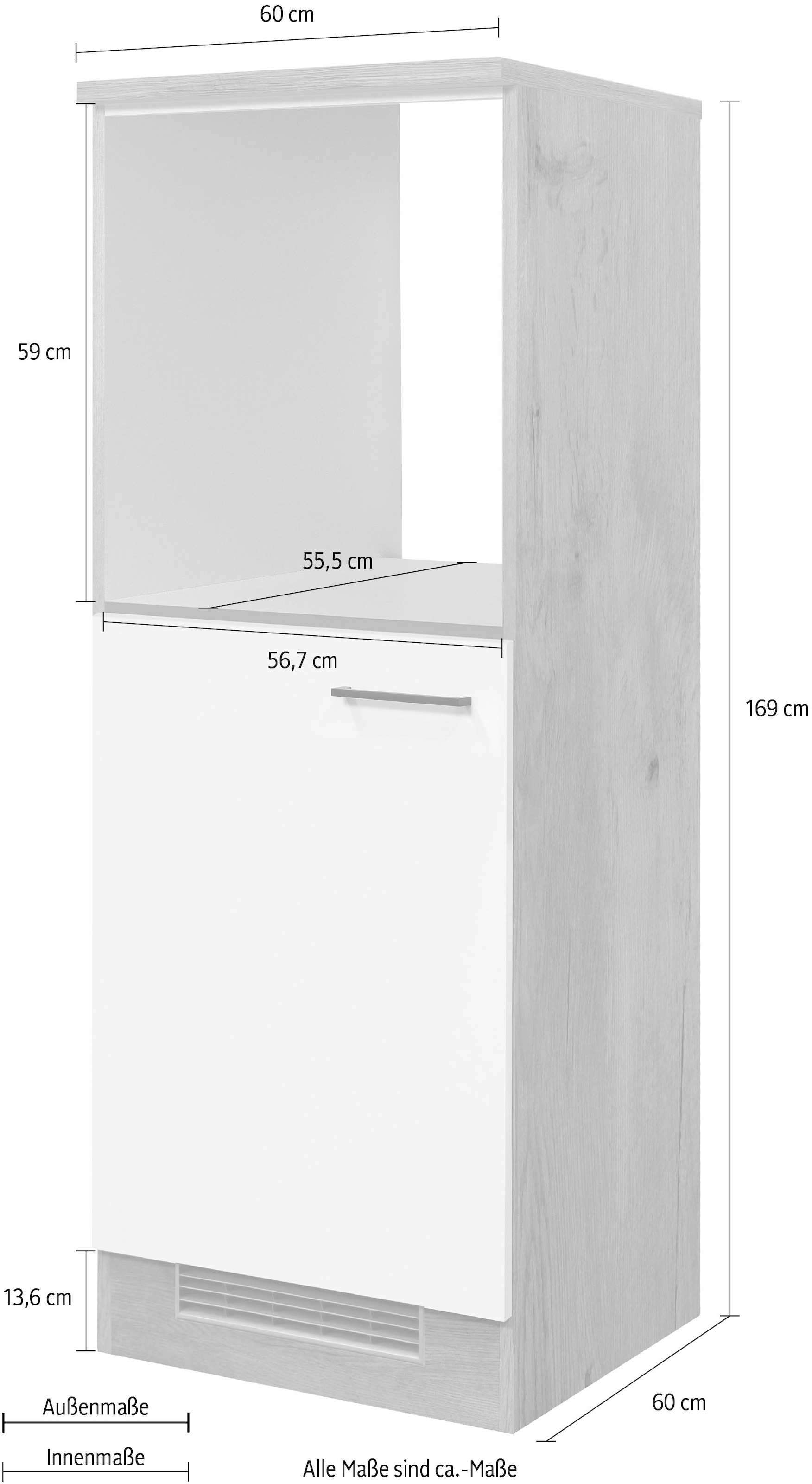 Flex-Well Backofen/Kühlumbauschrank »Vintea«, (B x H x T) 60 x 168,5 x 60 cm, mit Metallgriffen