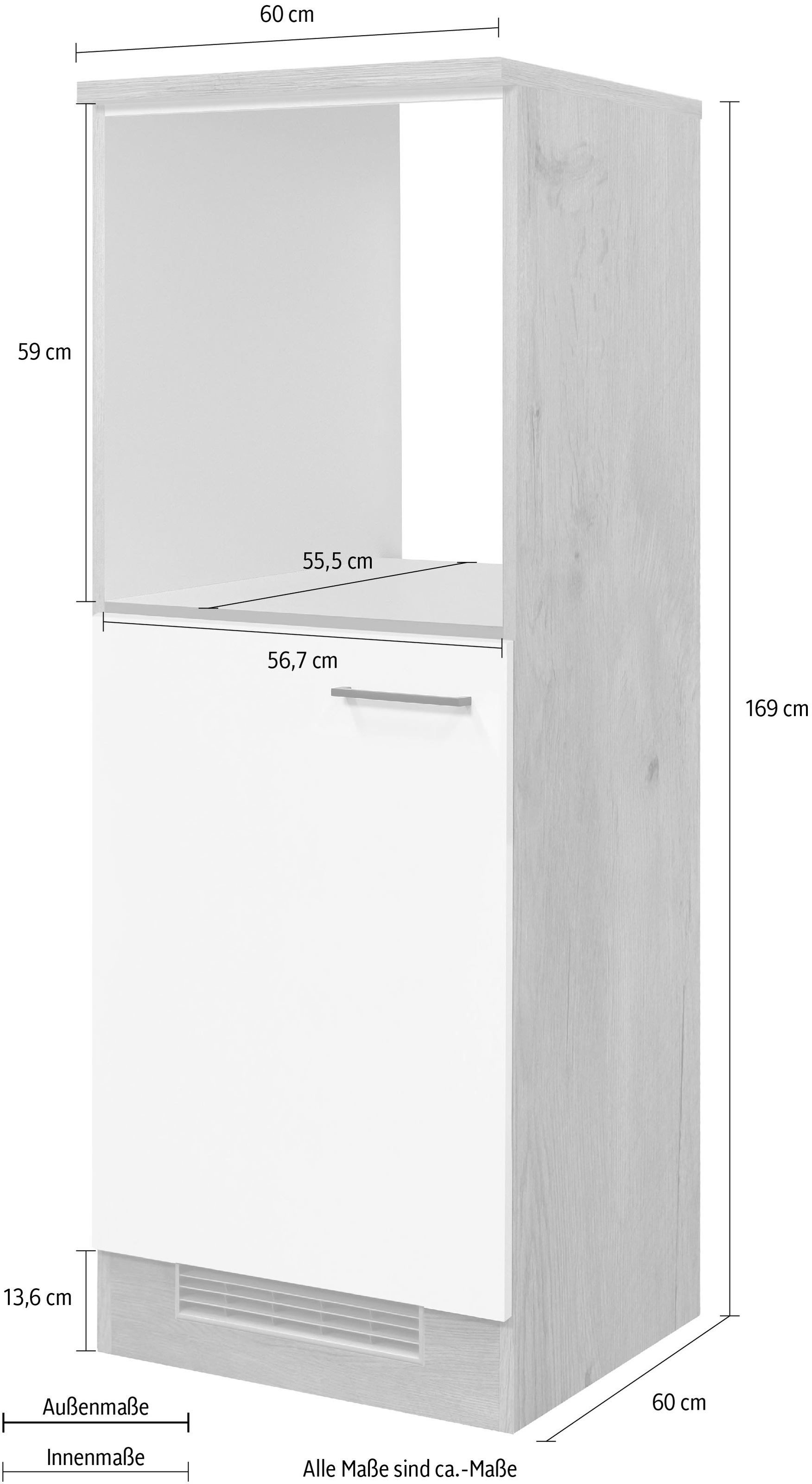 Flex-Well Backofen/Kühlumbauschrank »Vintea«, (B x H x T) 60 x 168,5 x 60 cm, mit Metallgriffen