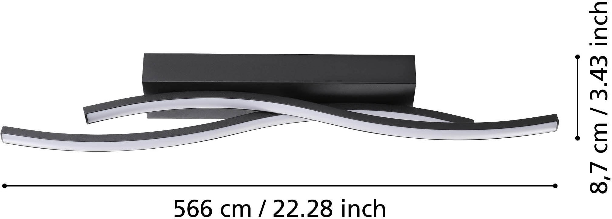 EGLO LED Deckenleuchte »LED Deckenlampe Viloria, geschwungene Deckenlampe, 56,5 cm« LED-Modul 1 Stk. Warmweiß aus Stahl, Kunststoff, Deckenlampe, Flurlampe, 3000 K, design, modern