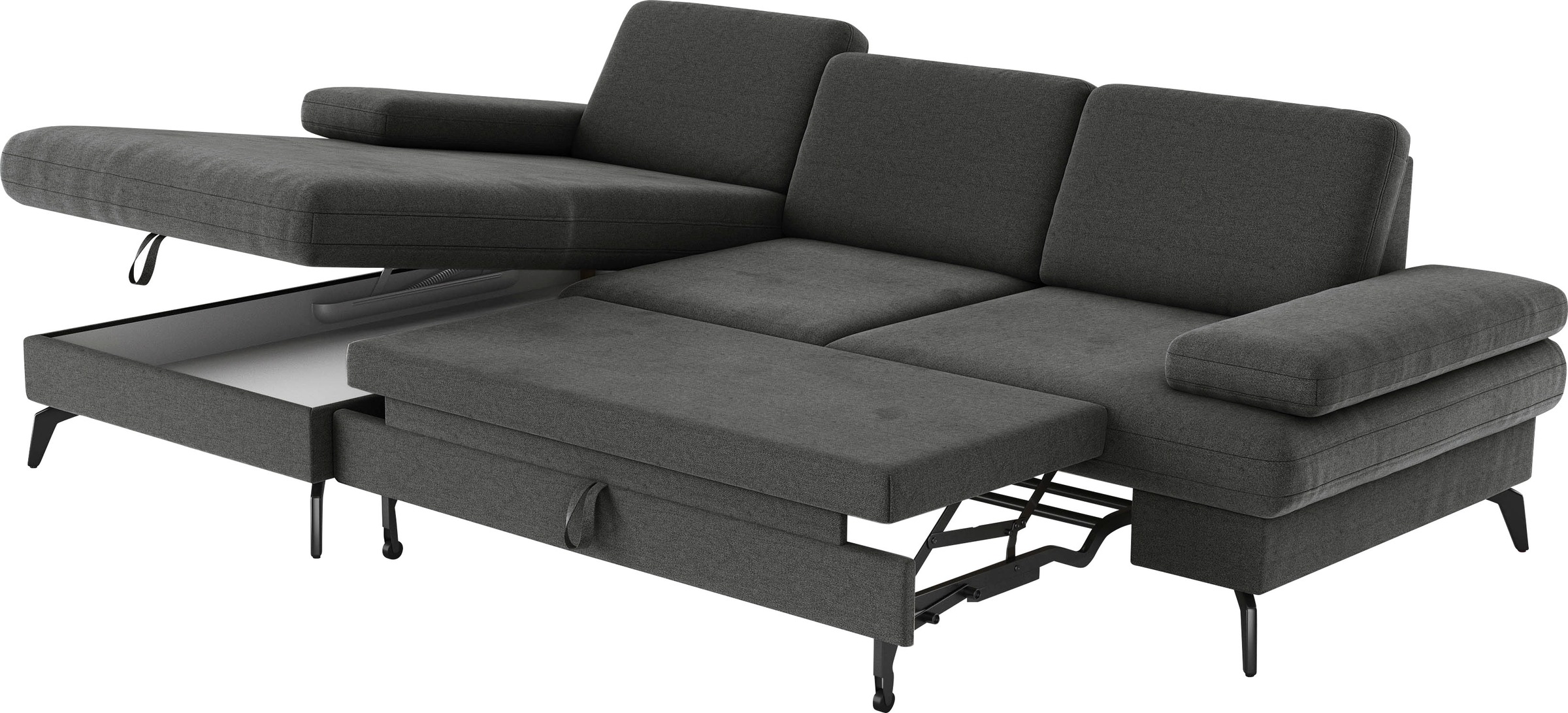 sit&more Ecksofa »Morris L-Form, inkl. Sitztiefenverstellung«, wahlweise mit Armteilverstellung, Bettfunktion & Bettkasten