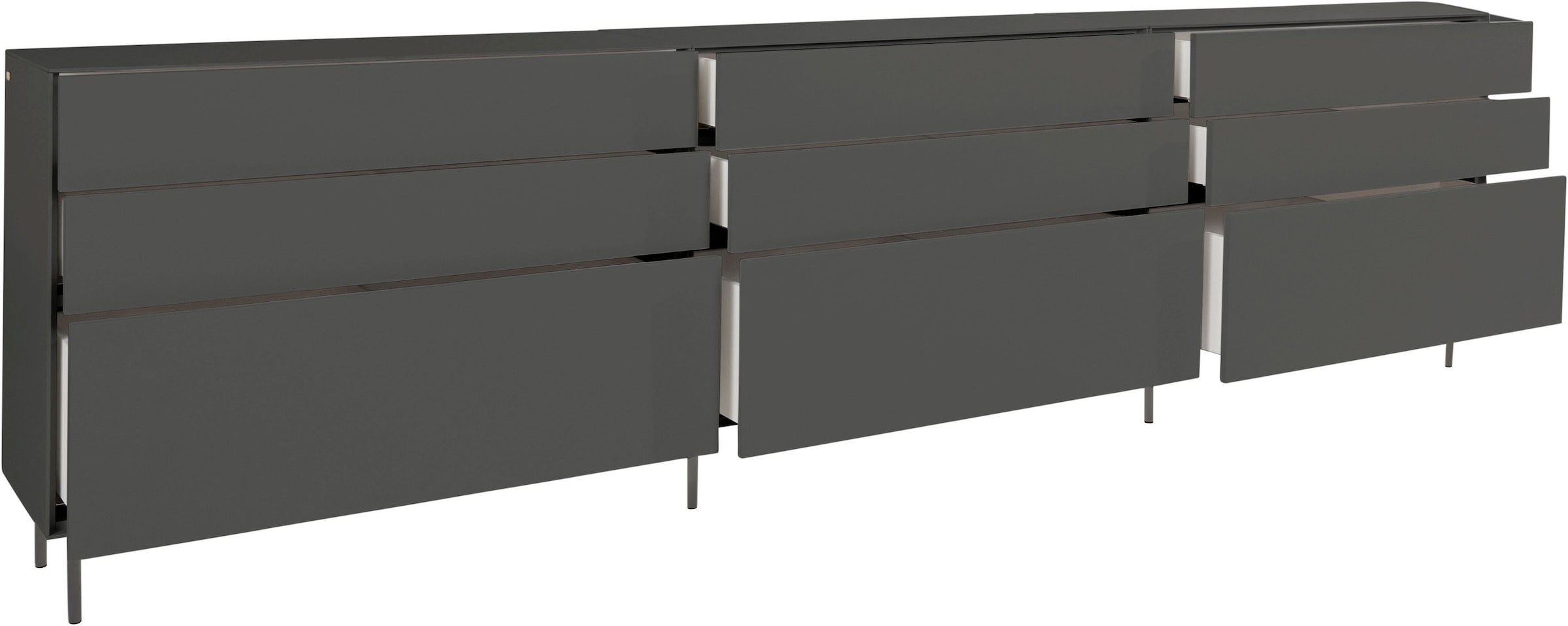 LeGer Home by Lena Gercke Sideboard »Essentials«, (3 St.), Breite: 335cm, MDF lackiert, Push-to-open-Funktion