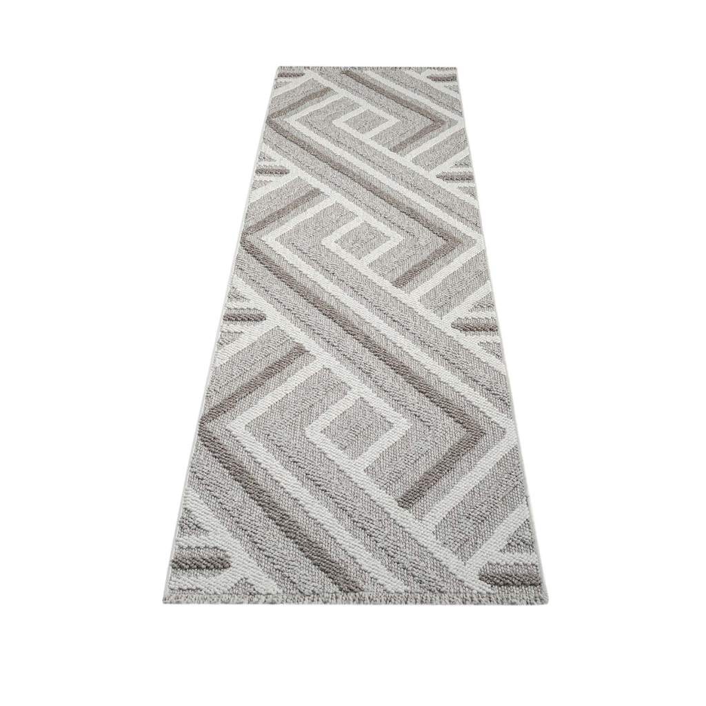 Carpet City Teppich »LINDO 7590«, rechteckig, 11 mm Höhe, Kurzflor, Hochtief-Muster/ 3D-Effekt, Fransen, Boho-Stil, Wohnzimmer