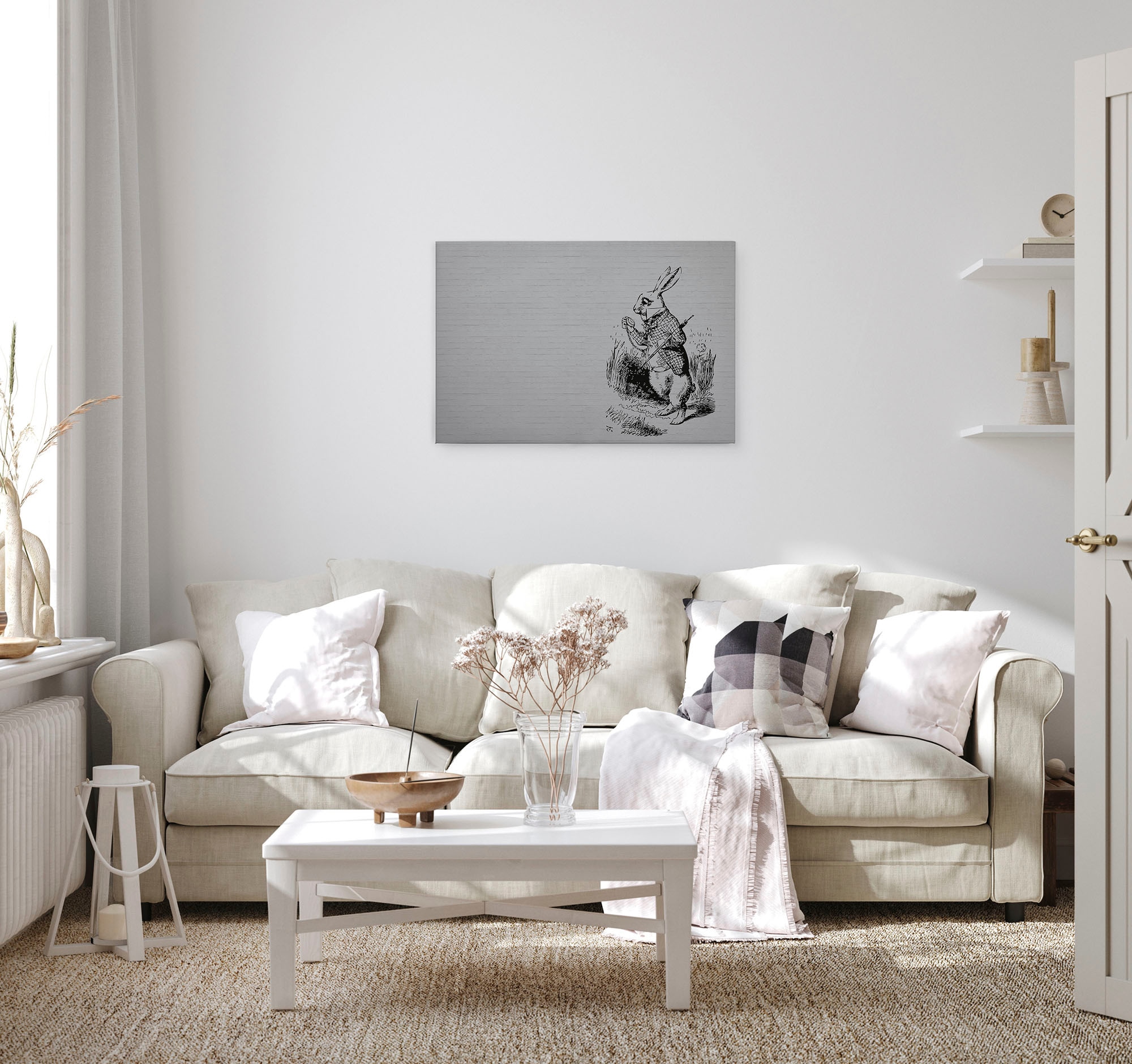 A.S. Création Leinwandbild »bunny« Kunst | Tiere 1 Stk. tlg. Schwarz-Weiß Zeichnung Hase Keilrahmen Leinwand-Bild Wohnzimmer modern