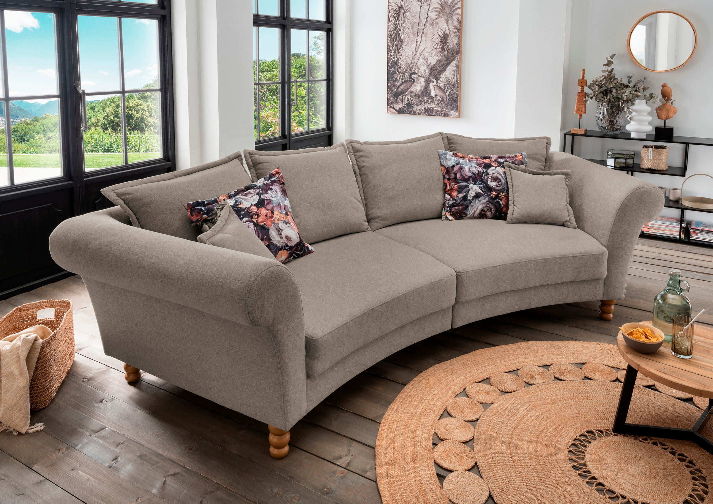 Home affaire Big-Sofa »Tassilo geschwungene Formensprache, bequem, Mega Sof günstig online kaufen