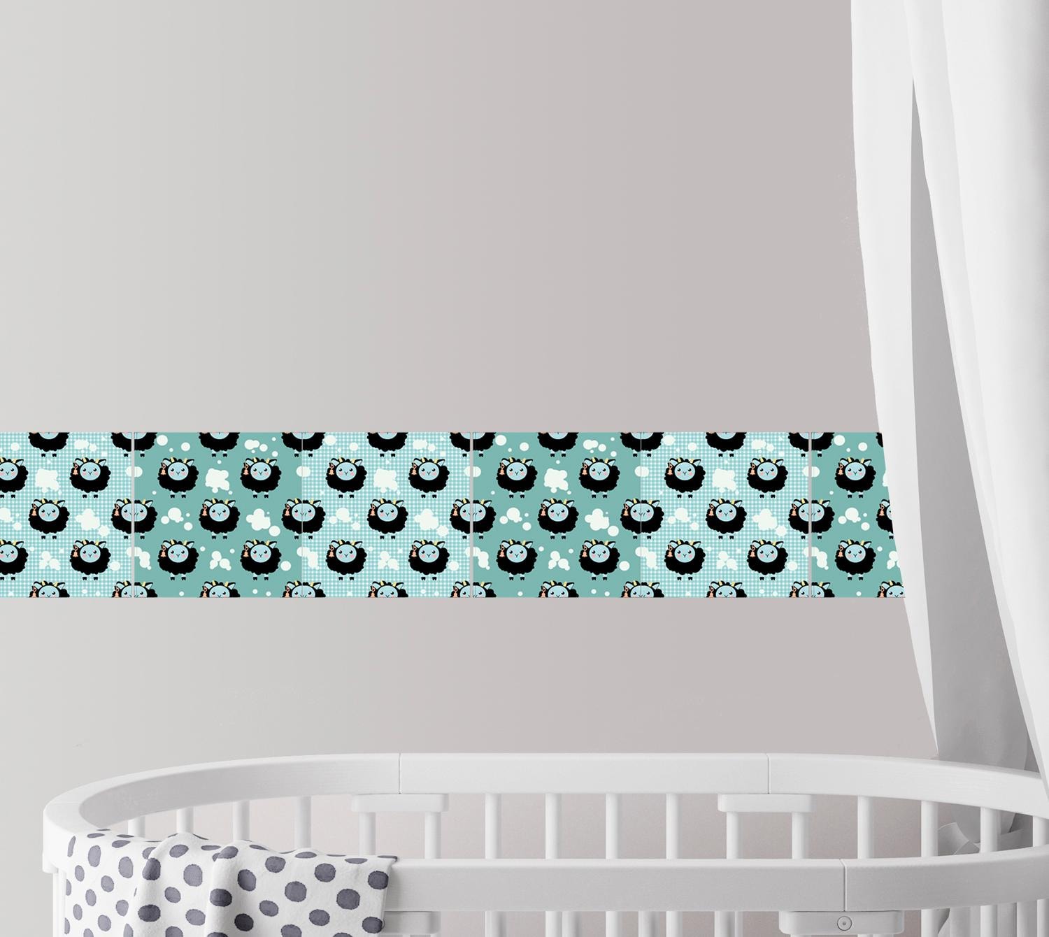 queence Fliesenaufkleber »Schafe & Punkte«, Stickerfliesen, selbstklebend, Sticker, 12er Set