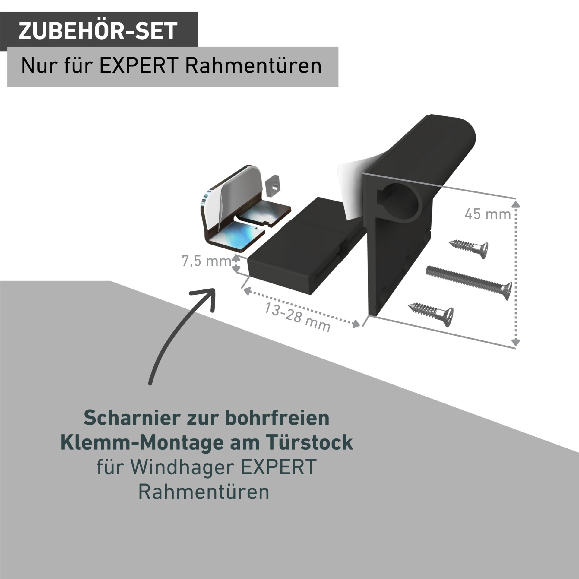 Windhager Zubehör-Set »Klemmadapter für Insektenschutz-Rahmentüren, langlebigem Aluminium« Fliegengitter Zubehör in weiß oder anthrazit erhältlich, ohne bohren