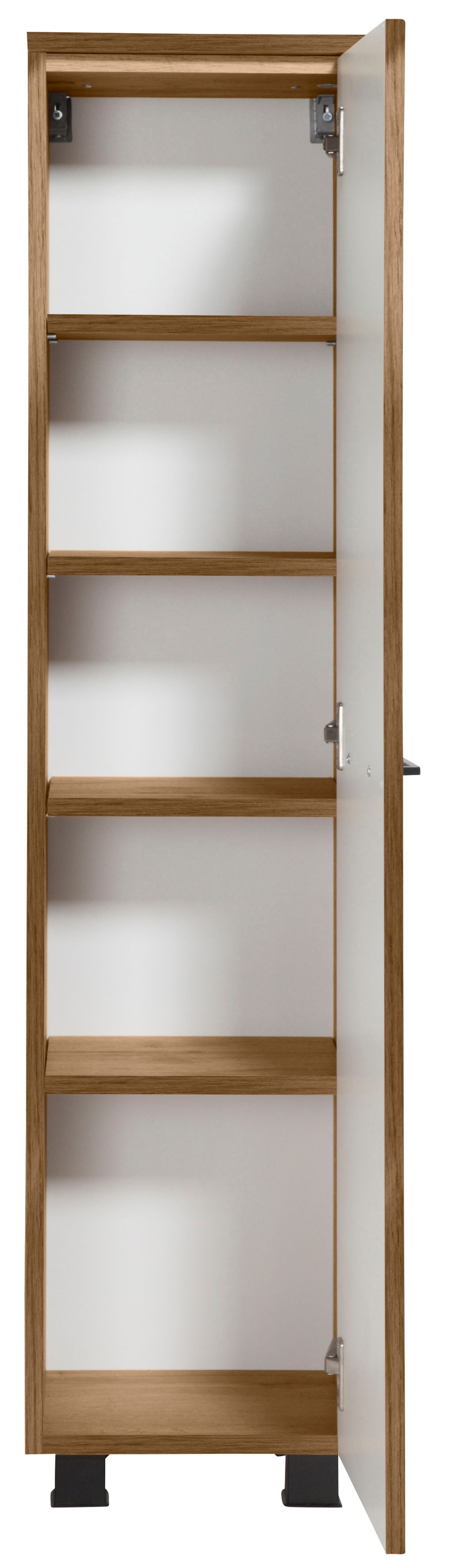welltime Badmöbel-Set »"Trento", Badezimmer-Set, Hängeschrank, Unterschrank, Midischrank«, (5 St.), Waschbeckenunterschrank, Spiegelschrank inkl. Aufbauleuchte