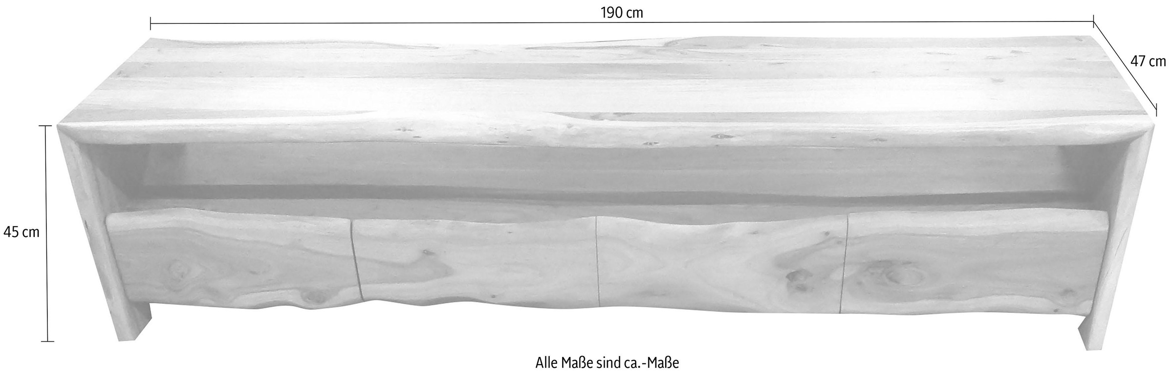 SIT Lowboard »Albero«, massive Akazie mit Baumkante, Breite 190 cm