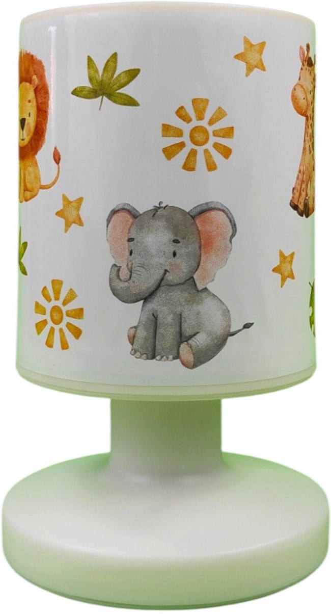 niermann LED Nachttischlampe »Kinderlampe mit Motiv "Little Safari", Akku-Leuchte für Kinderzimmer« LED-Modul 1 Stk. Warmweiß kabellos nutzbar, per USB aufladbar
