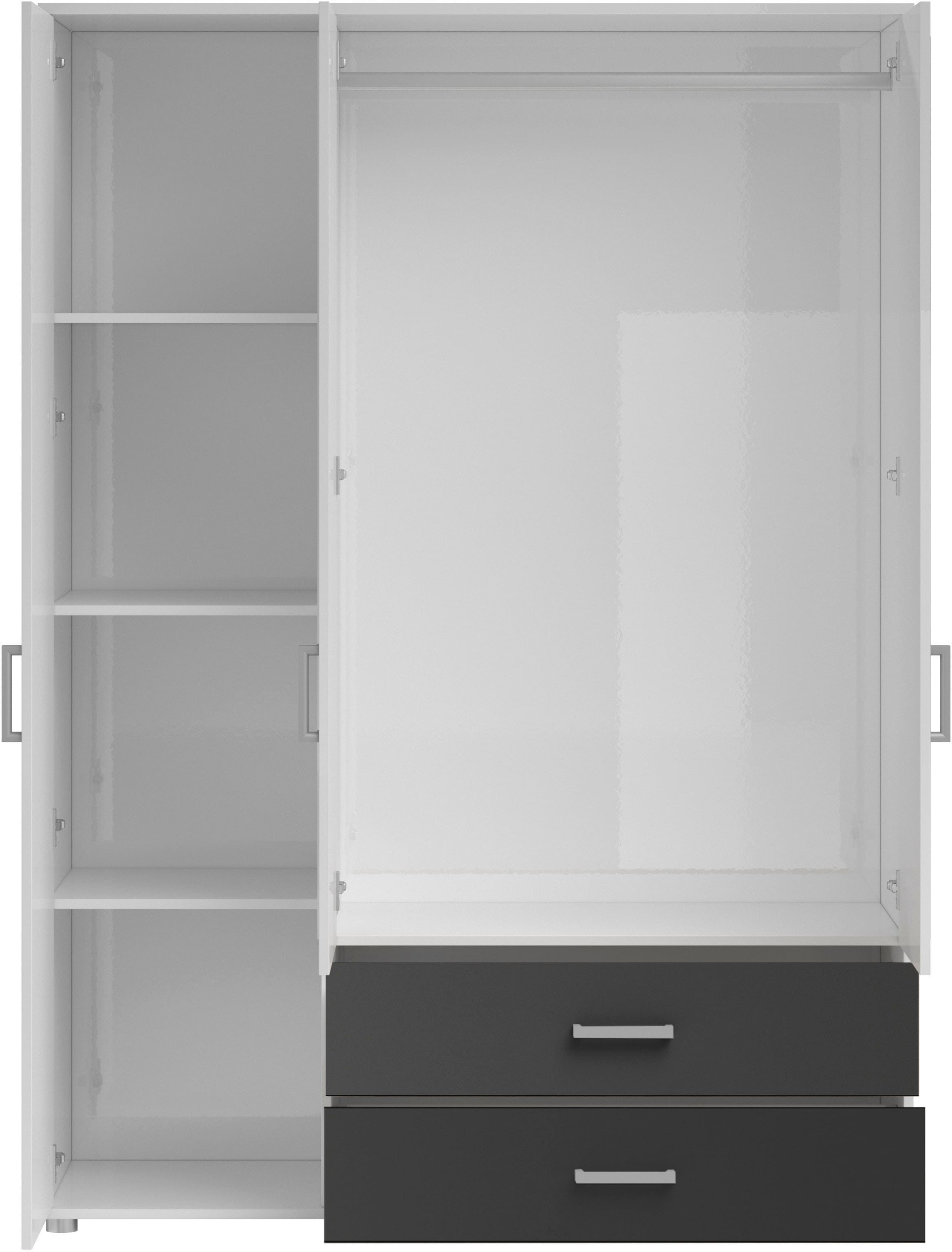 Schlafkontor Drehtürenschrank »Ivar Kleiderschrank mit Spiegel«, inklusive 2 Spiegeltüren und 2 farblich abgesetzten Schubkästen