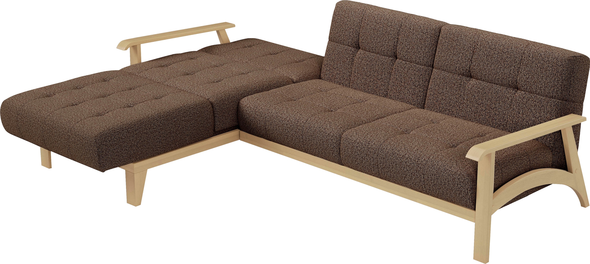 sit&more Ecksofa »Billund L-Form«, Armlehnen aus Buchenholz in natur, verschiedene Bezüge und Farben