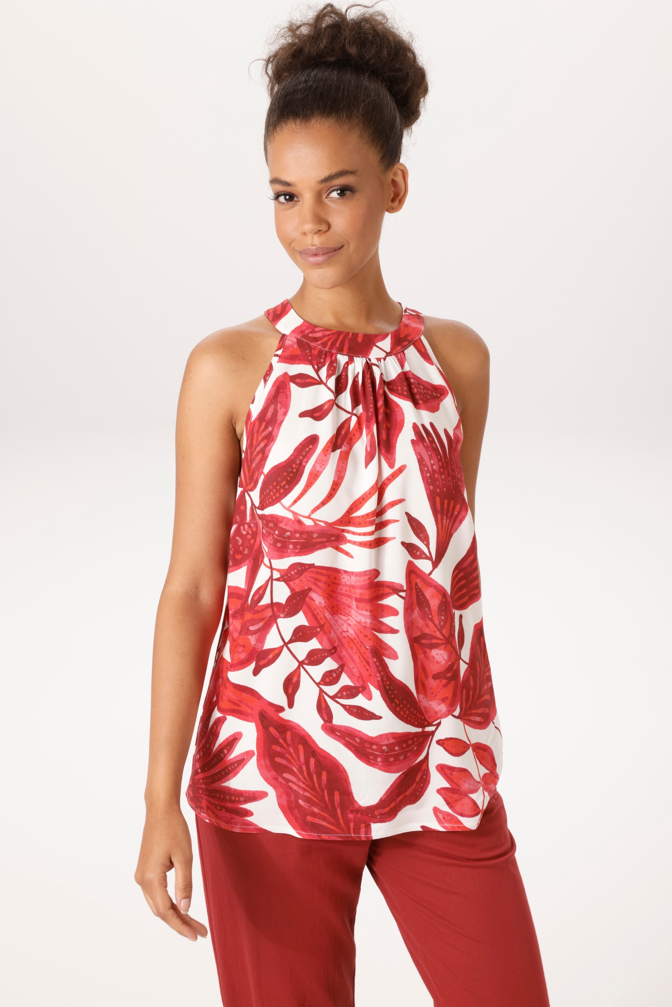 Aniston CASUAL Blusentop mit großflächigen Blättern bedruckt - NEUE KOLLEKTION