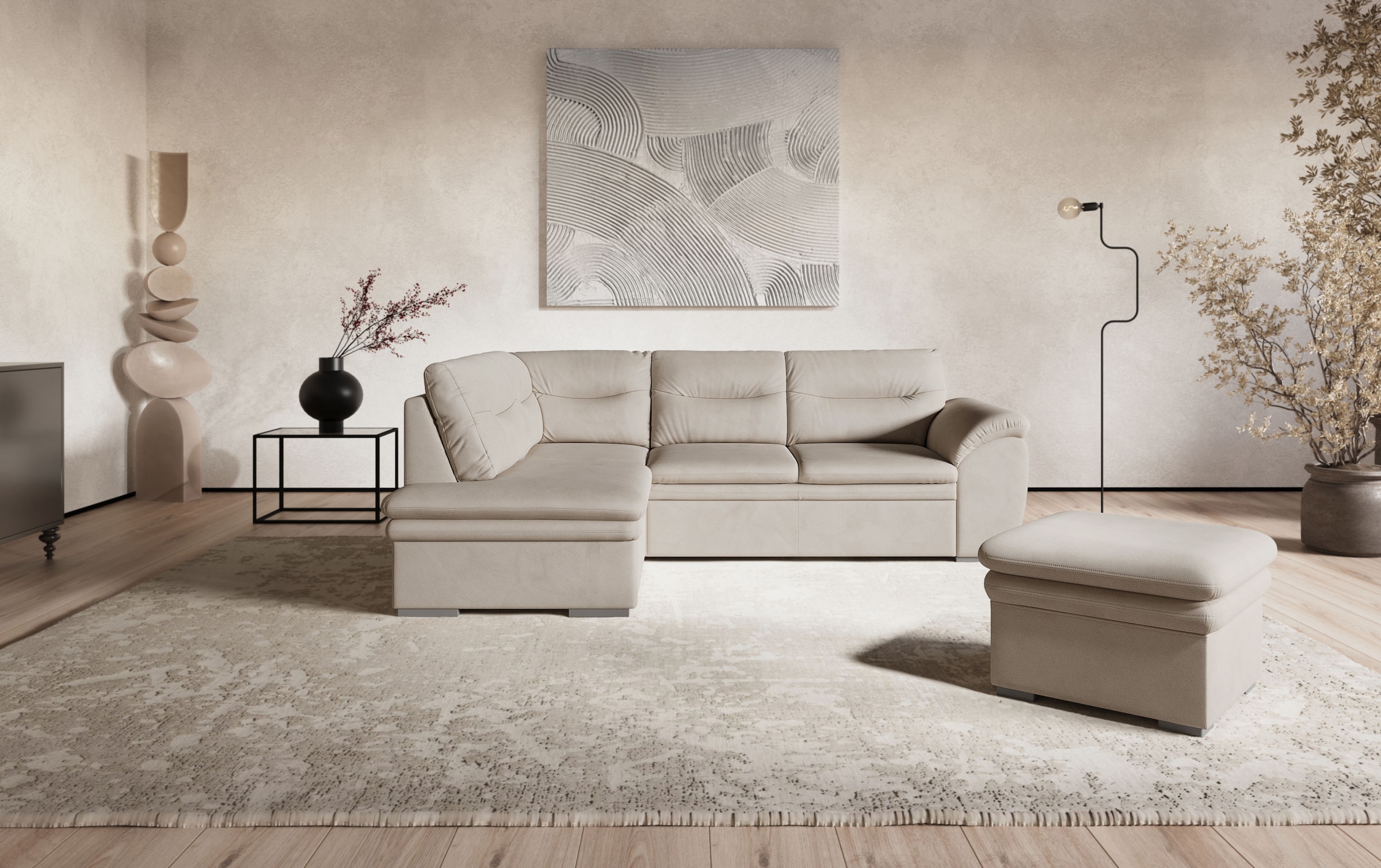 COTTA Ecksofa »Leandra L-Form«, wahlweise mit Bettfunktion & Bettkasten günstig online kaufen