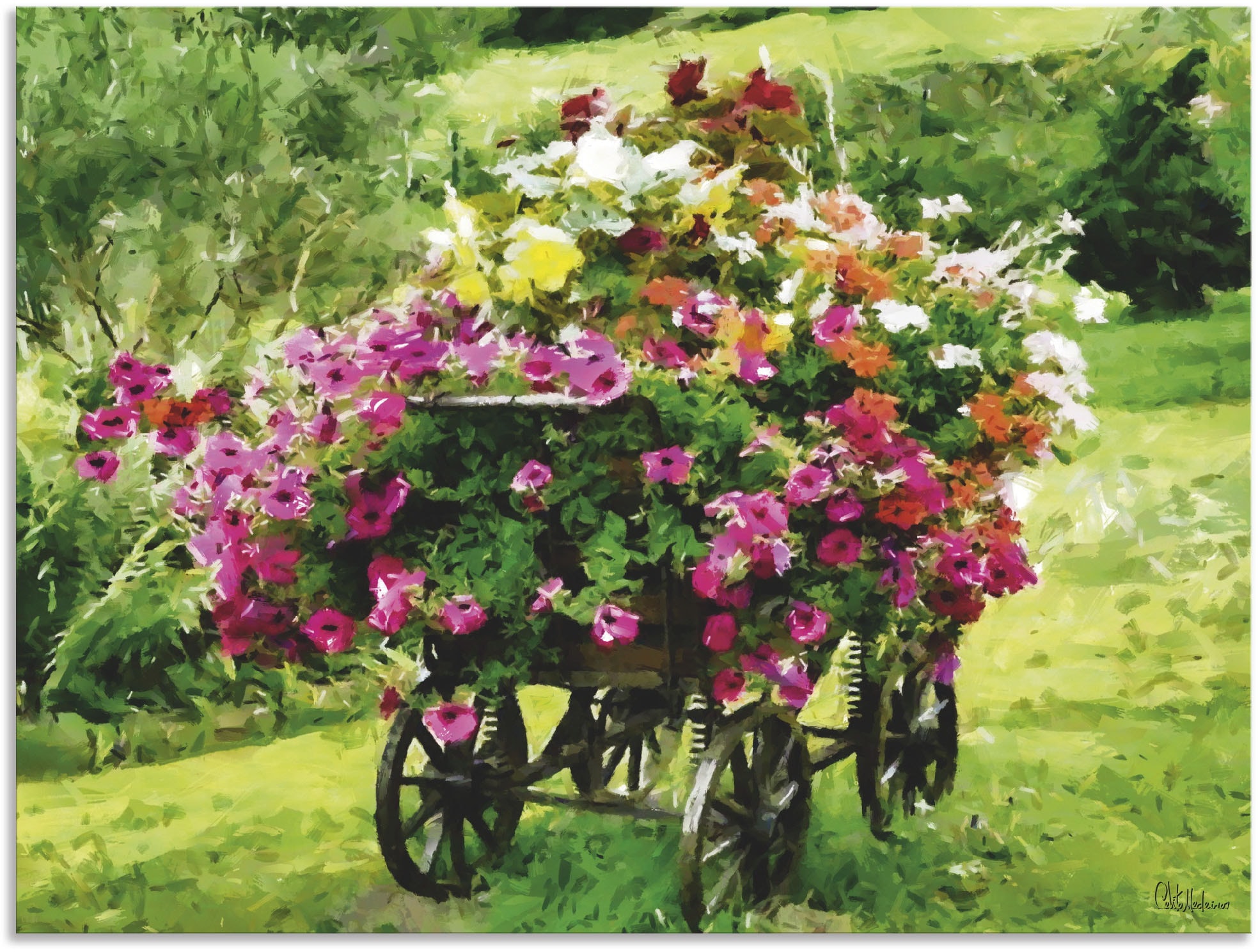 Artland Wandbild "Kutsche mit Blumen", Blumenbilder, (1 St.), als Alubild, günstig online kaufen