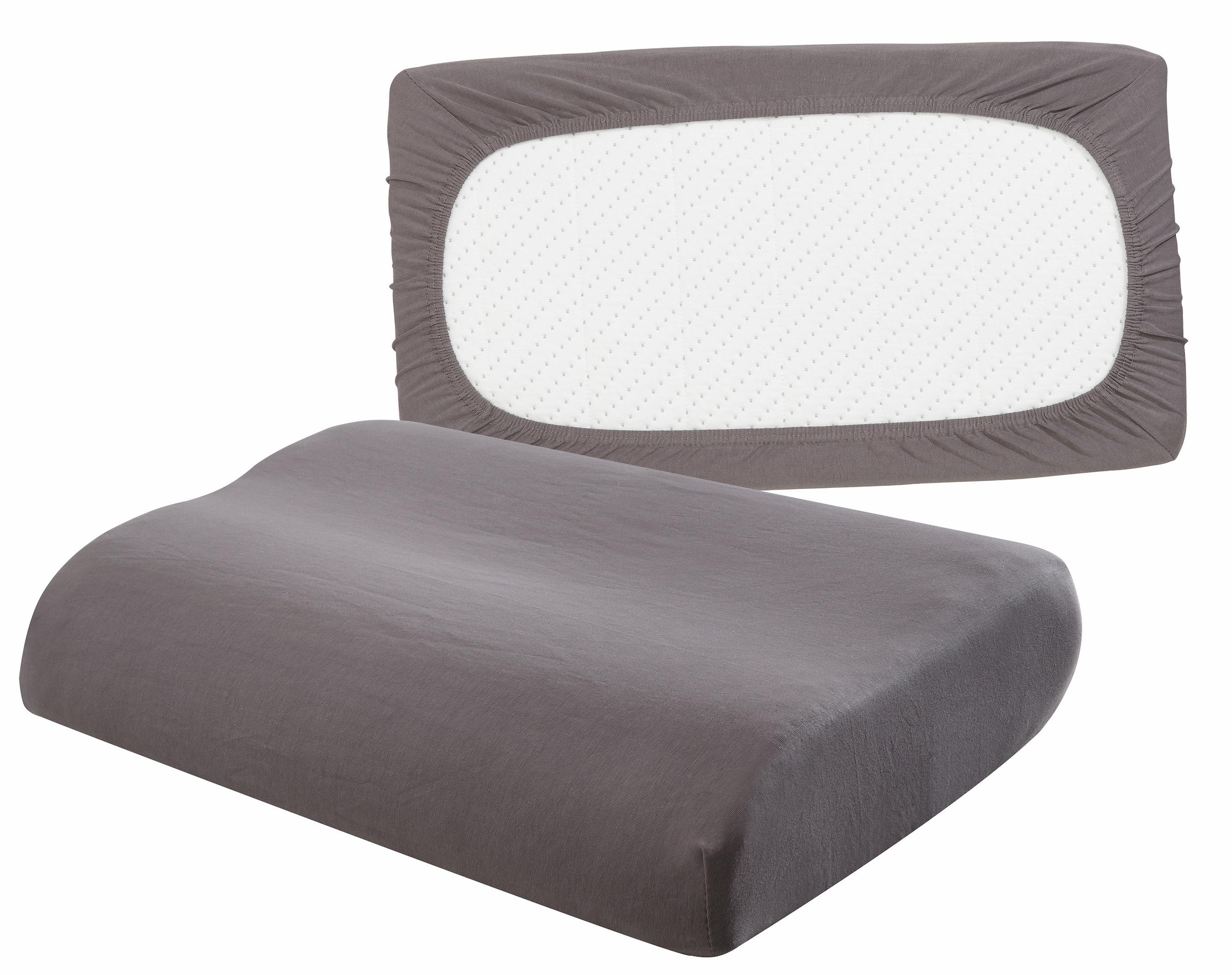 Bild von my home Kissenbezüge »Nackenstützkissen 2 Stück, Gesundheitskisssen, Ergokissen, Stützkissen, Obermaterial: 95% Baumwolle, 5% Elasthan, flexible Spannbezug, mit Gummizug, Unterstützt Cotton made in Africa«, (2 St.)