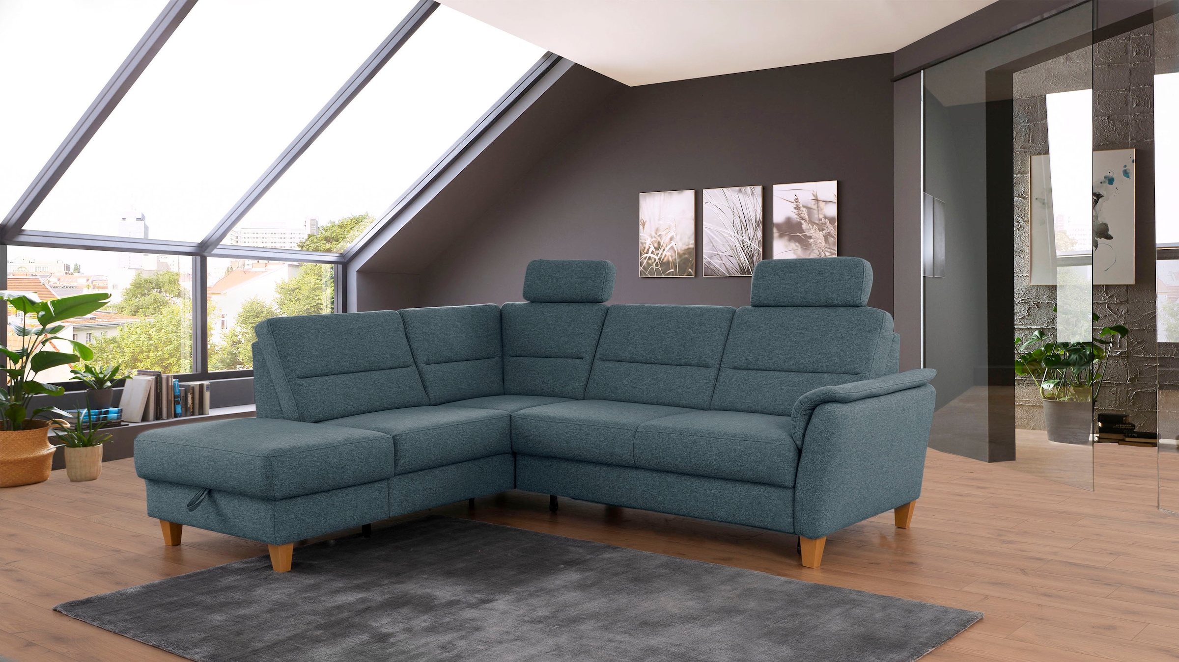 Home affaire Ecksofa »Palmera L-Form, B: 236 cm« optional Bettfunktion & Be günstig online kaufen