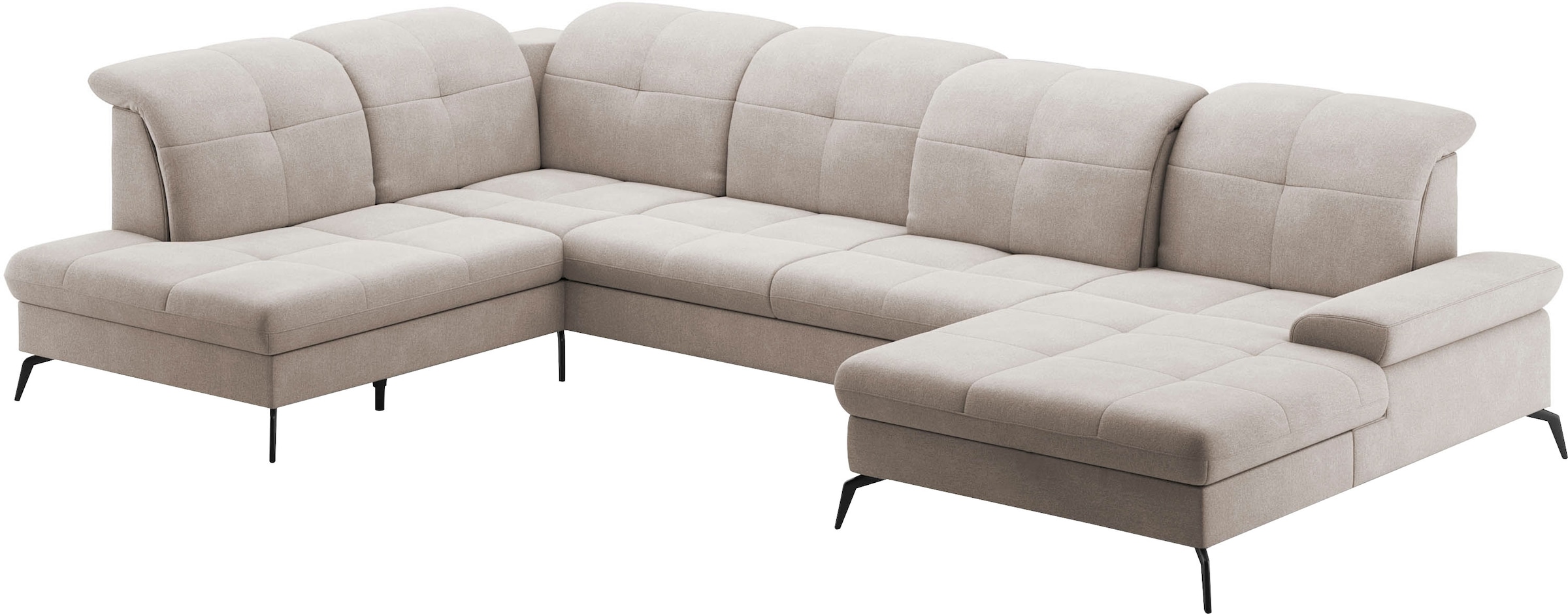 sit&more Wohnlandschaft »Amica, U-Form, inkl. Sitztiefenverstellung und Armteilverstellung«, wahlweise mit Kopfteilverstellung, Bettfunktion und Bettkasten