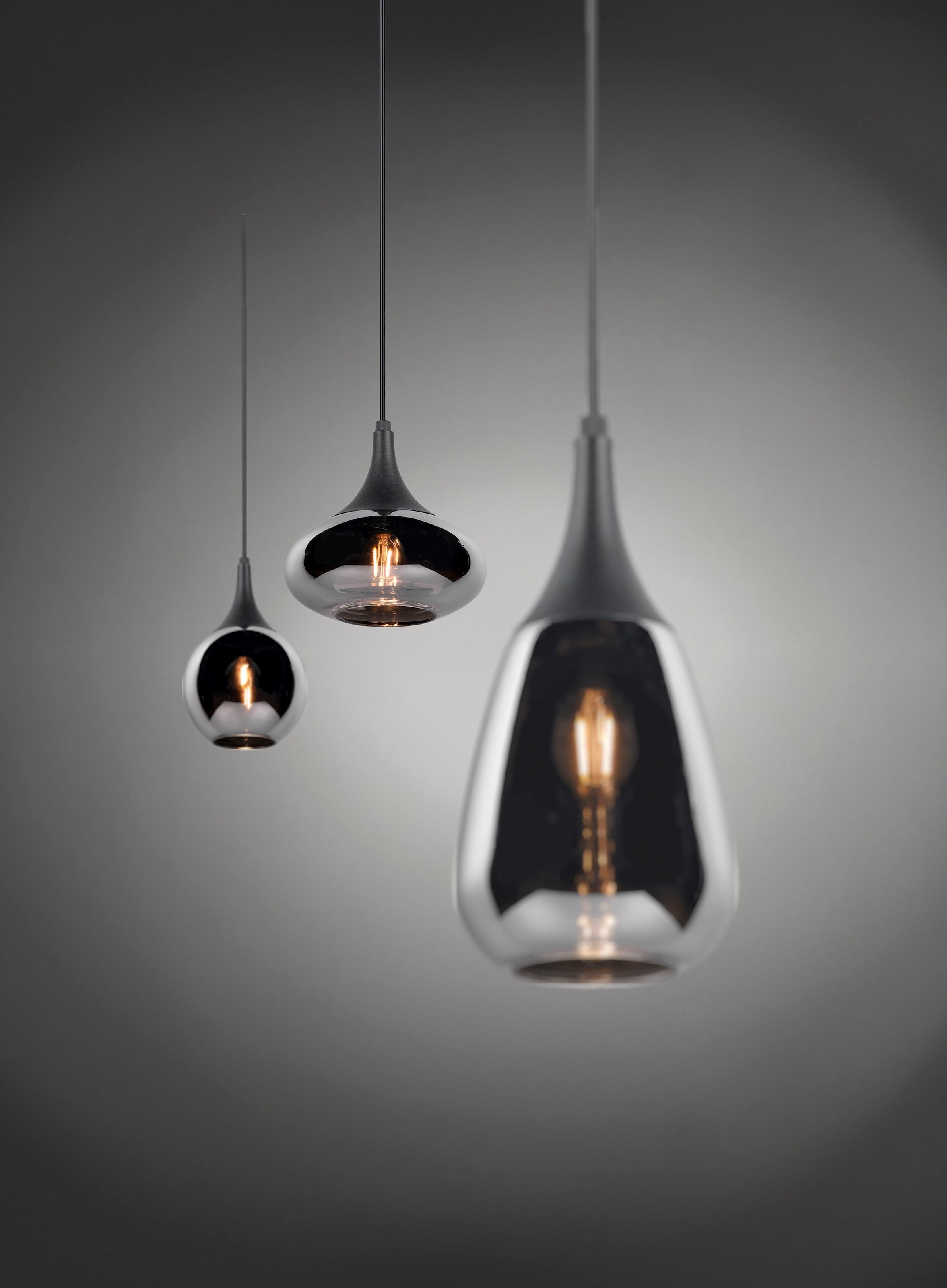 TRIO Leuchten Pendelleuchte »Lumina«, 3 flammig, Leuchtmittel E14 | ohne Leuchtmittel, Hängelampe 3-flammig Glasschirm, exkl 3xE14 max 40W höhenverstellbar