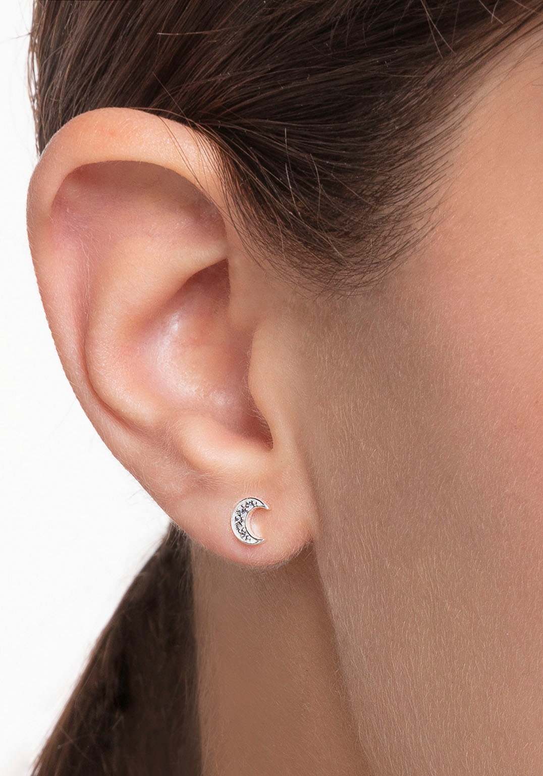 THOMAS SABO Single-Ohrstecker »Mond pavé gold, Mond pavé silber, H2133-051-14, H2133-414-14«, mit Zirkonia (synth.)