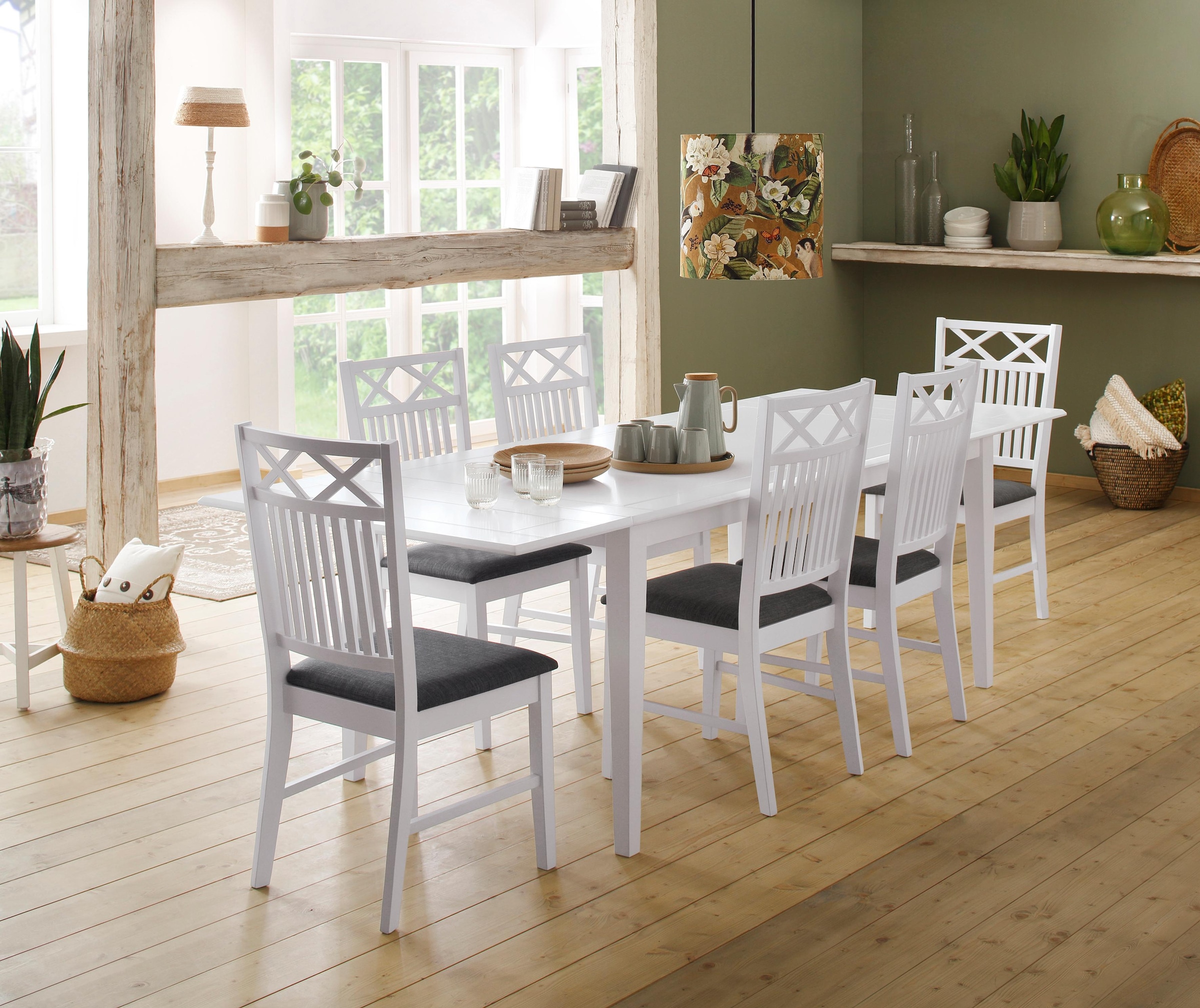 Home affaire Esszimmerstuhl »Fullerton, Holzstuhl«, (Set), 2 St., Webstoff, günstig online kaufen