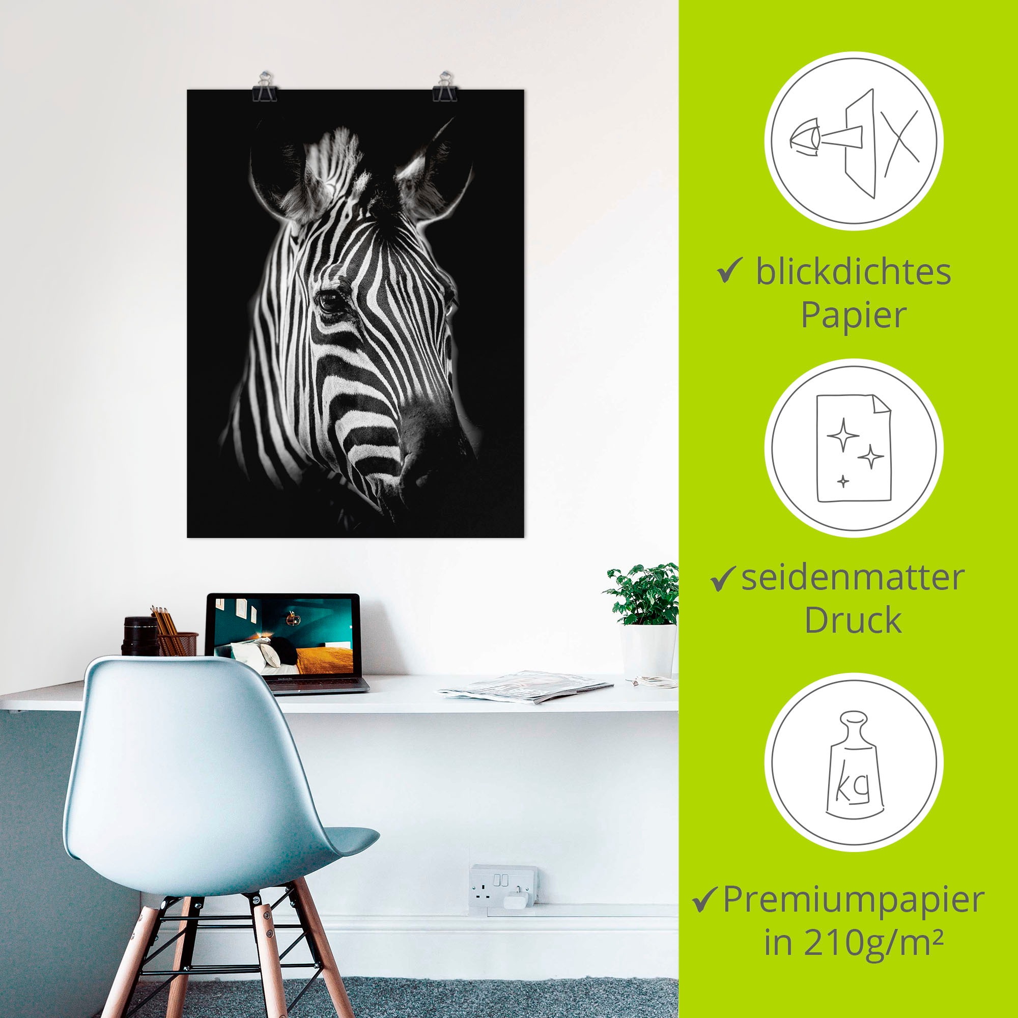 Artland Wandbild »Zebra«, Zebra Bilder, (1 St.), als Alubild, Outdoorbild, Leinwandbild, Poster, Wandaufkleber