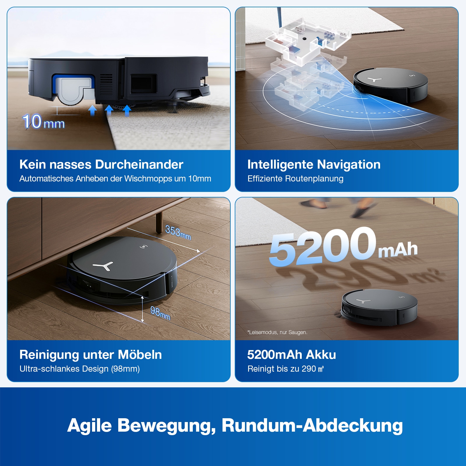 ECOVACS Saugroboter »ECOVACS DEEBOT X8 OMNI«, 18.000 Pa, OMNI-Station mit 75° Mopp-Waschen, OZMO ROLLER Wischen