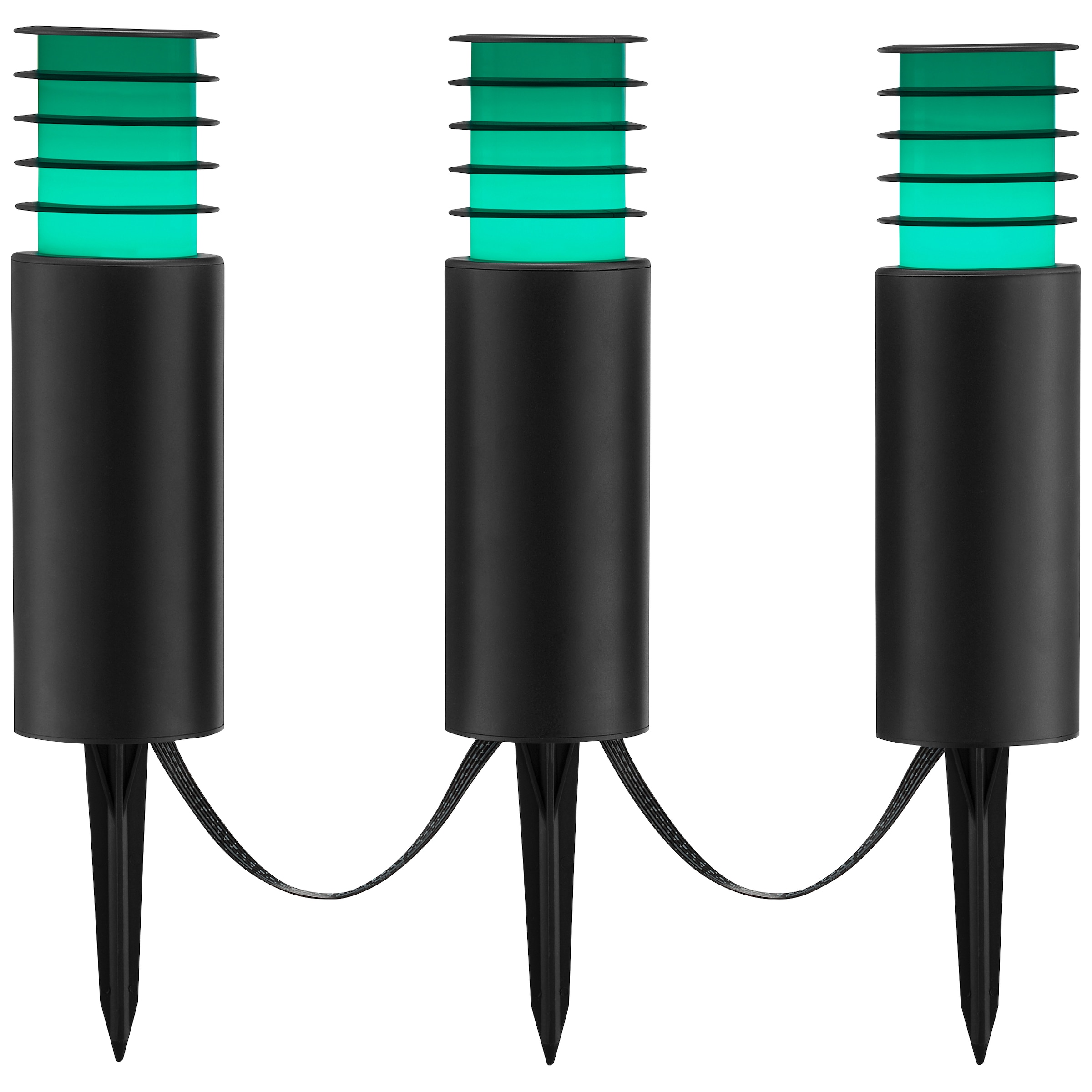 Brilliant LED Gartenleuchte »Carosu« LED-Modul 3 Stk. warmweiß - kaltweiß LED Gartenspieß 3er Set, dimmbar, RGB, CCT, IP44, App steuerbar