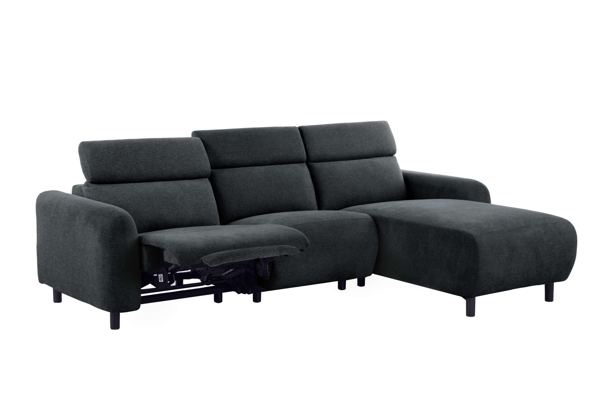 Home affaire Ecksofa »SKAANE Struktur, L-Form, 274 cm, manuelle u. elektrische Funktion,«, rundes Design, Kopfteilverstellung, Federkernpolsterung