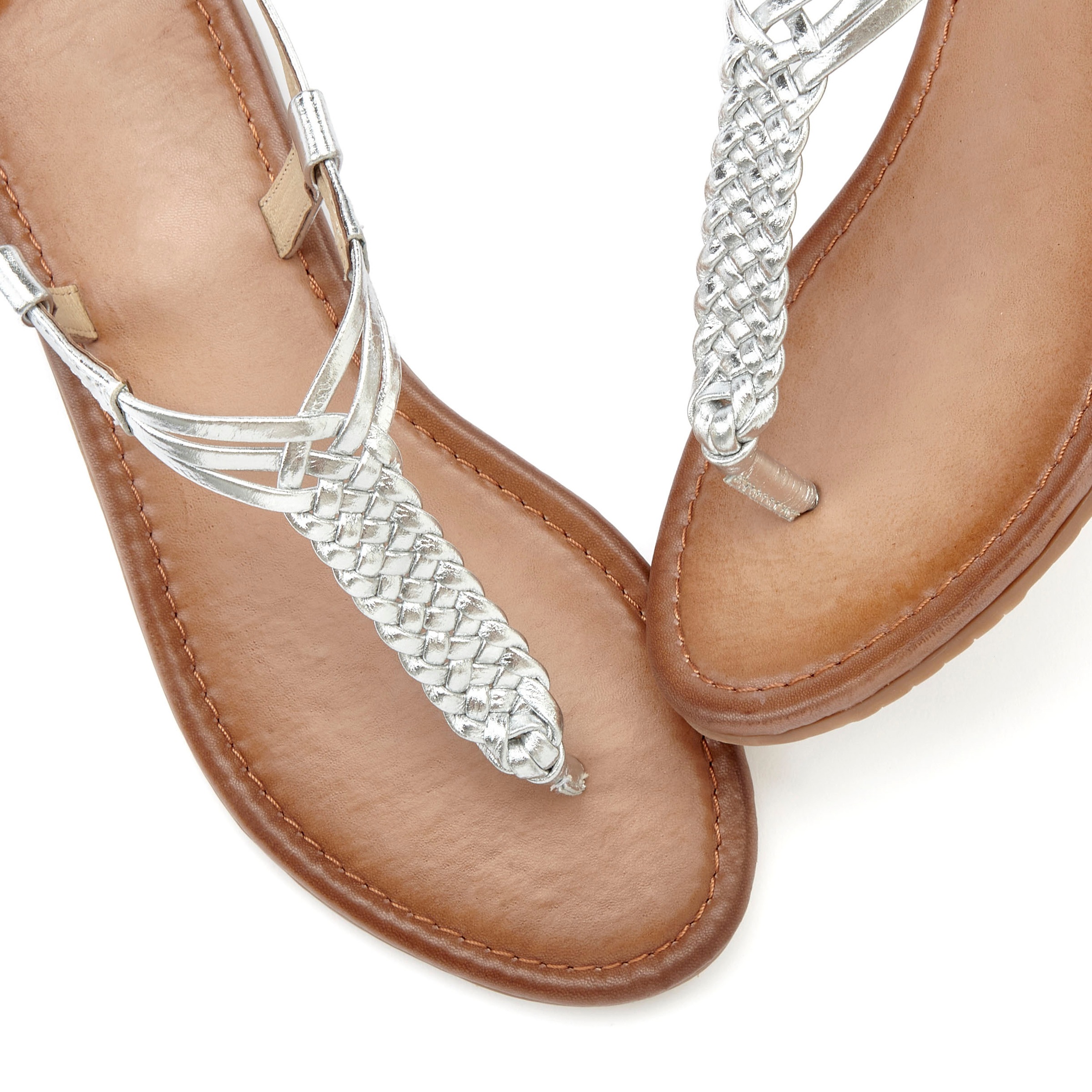 Vivance Zehentrenner, Sandalette, Sommerschuh,Sandale aus Leder mit Flecht-Optik