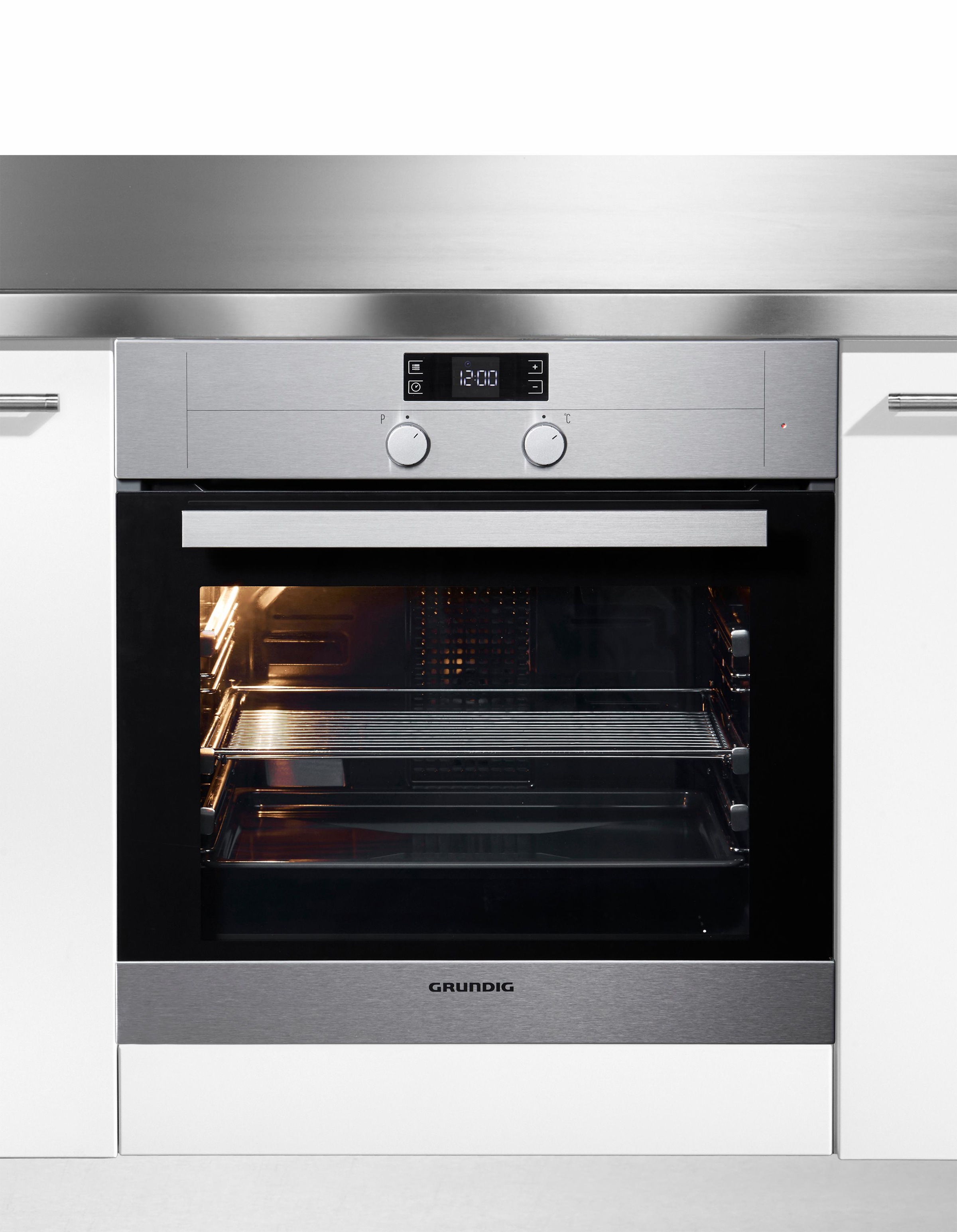 2. Bild von Grundig Backofen »GEBM 13001 X«, GEBM 13001 X, mit 3-fach-Teleskopauszug, mit Tastensperre