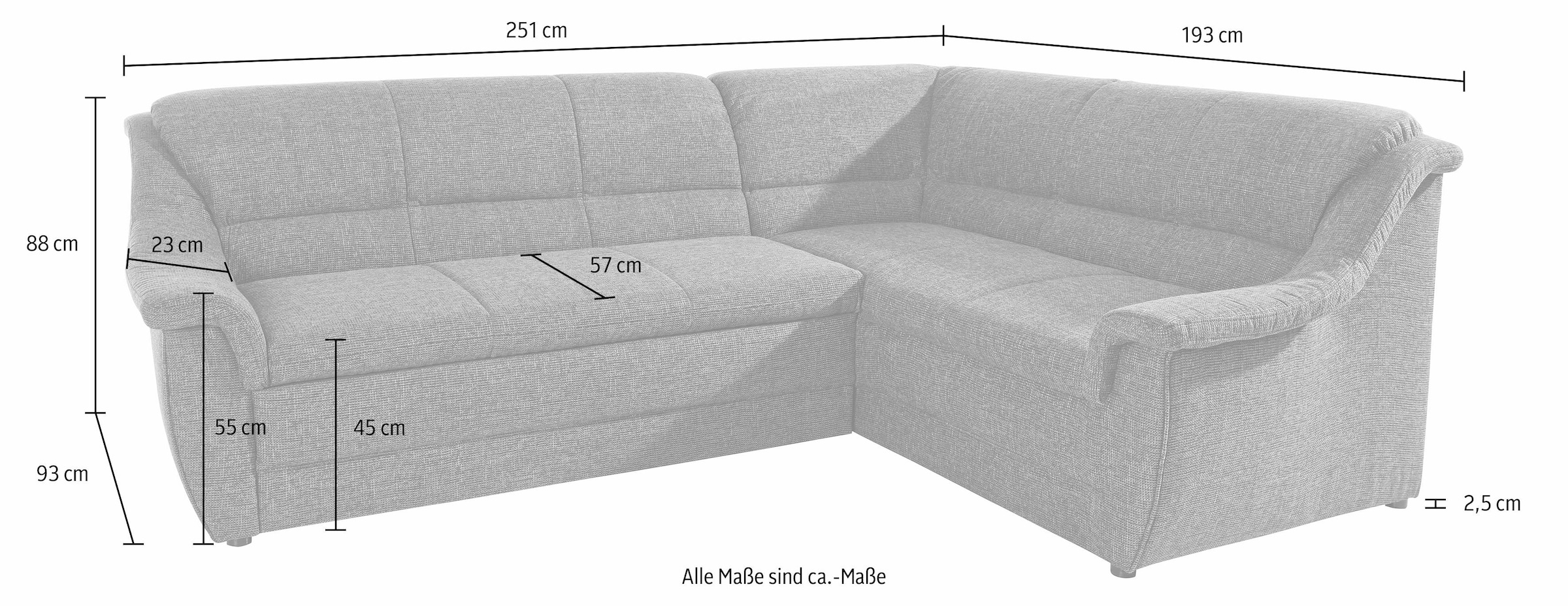 DOMO collection Ecksofa »Lale L-Form«, mit langem Schenkel, wahlweise mit Bettfunktion