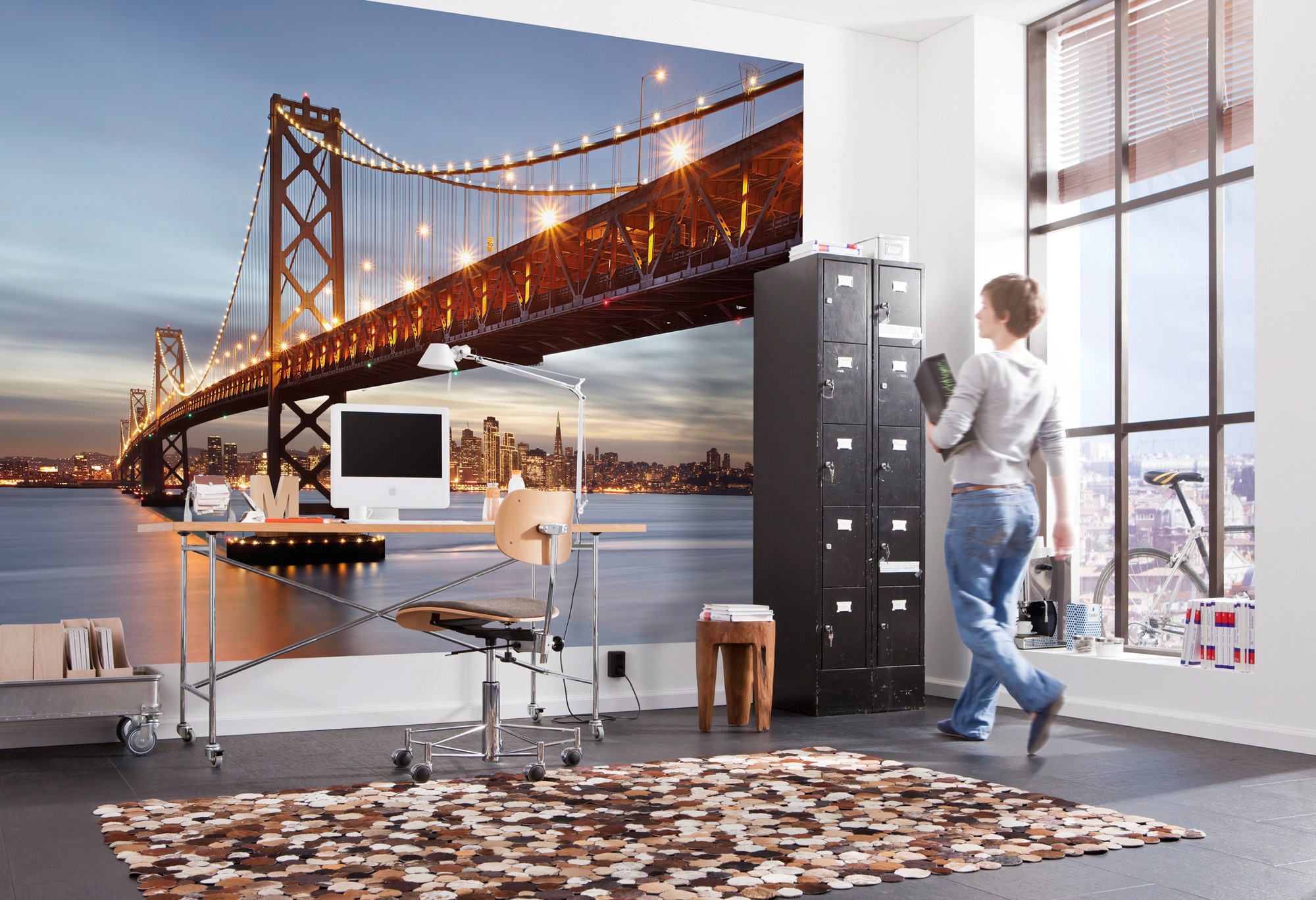 Komar Fototapete »Bay Bridge - Größe 368 x 254 cm« bedruckt glatt Wohnzimmer, Schlafzimmer