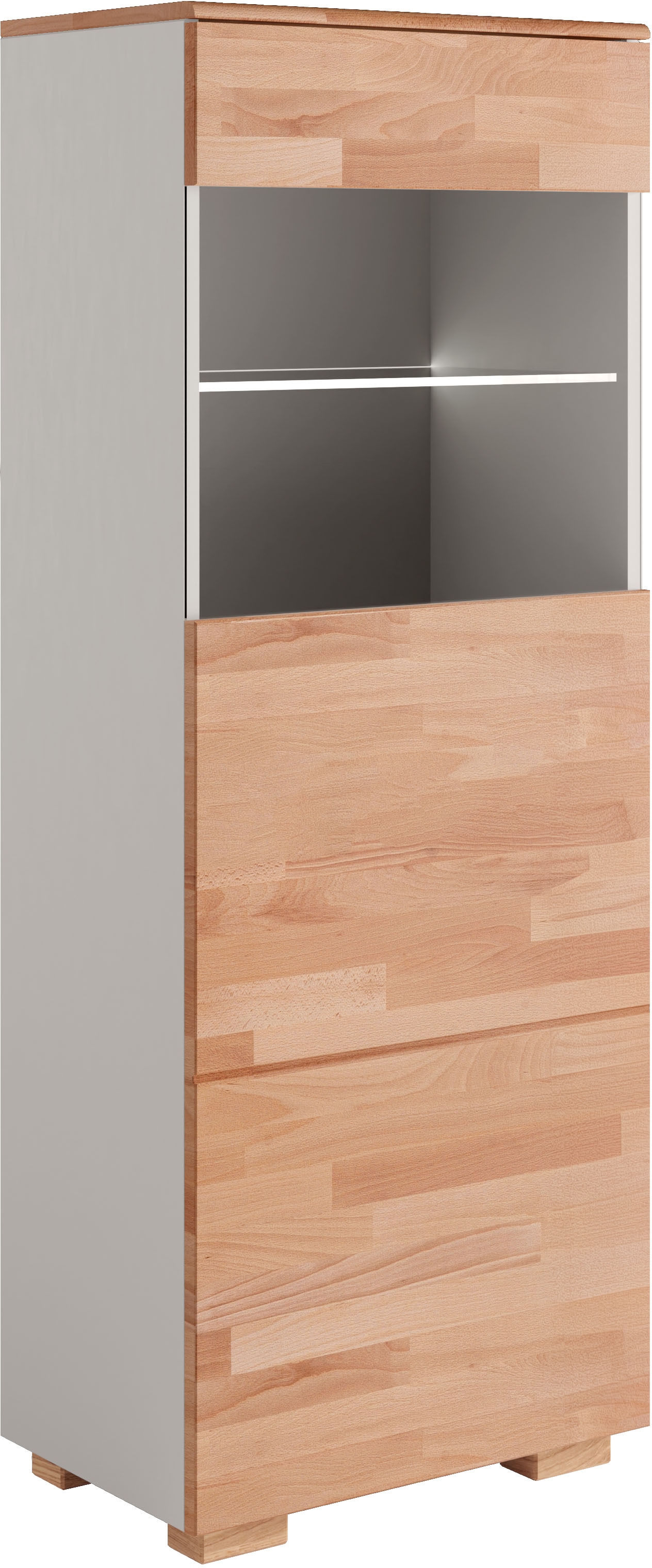 Home affaire Vitrine »CITRA80, Front massivholz, Korpus grau, pust to open. günstig online kaufen