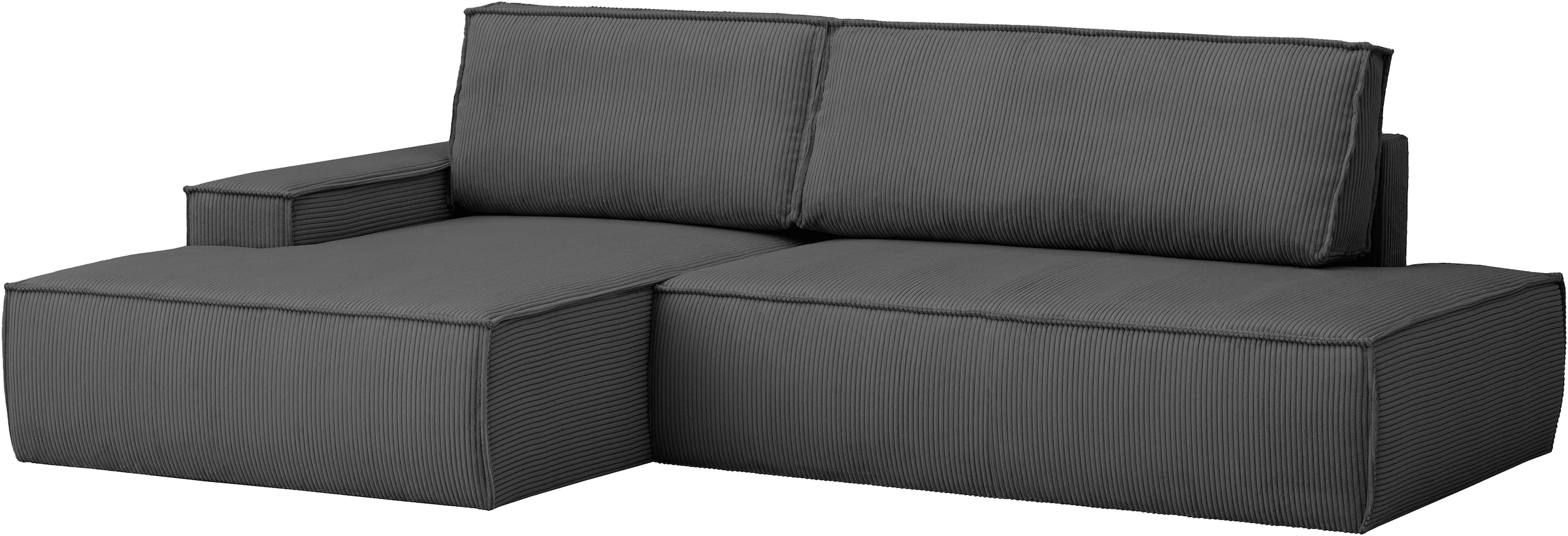 Home affaire Ecksofa »SHERWOOD, Schlafsofa in L-Form offen (275cm), Cord, Leinenoptik«, Schlaffunktion und Bettkasten, Kedernaht, hoher Sitz- & Liegekomfort