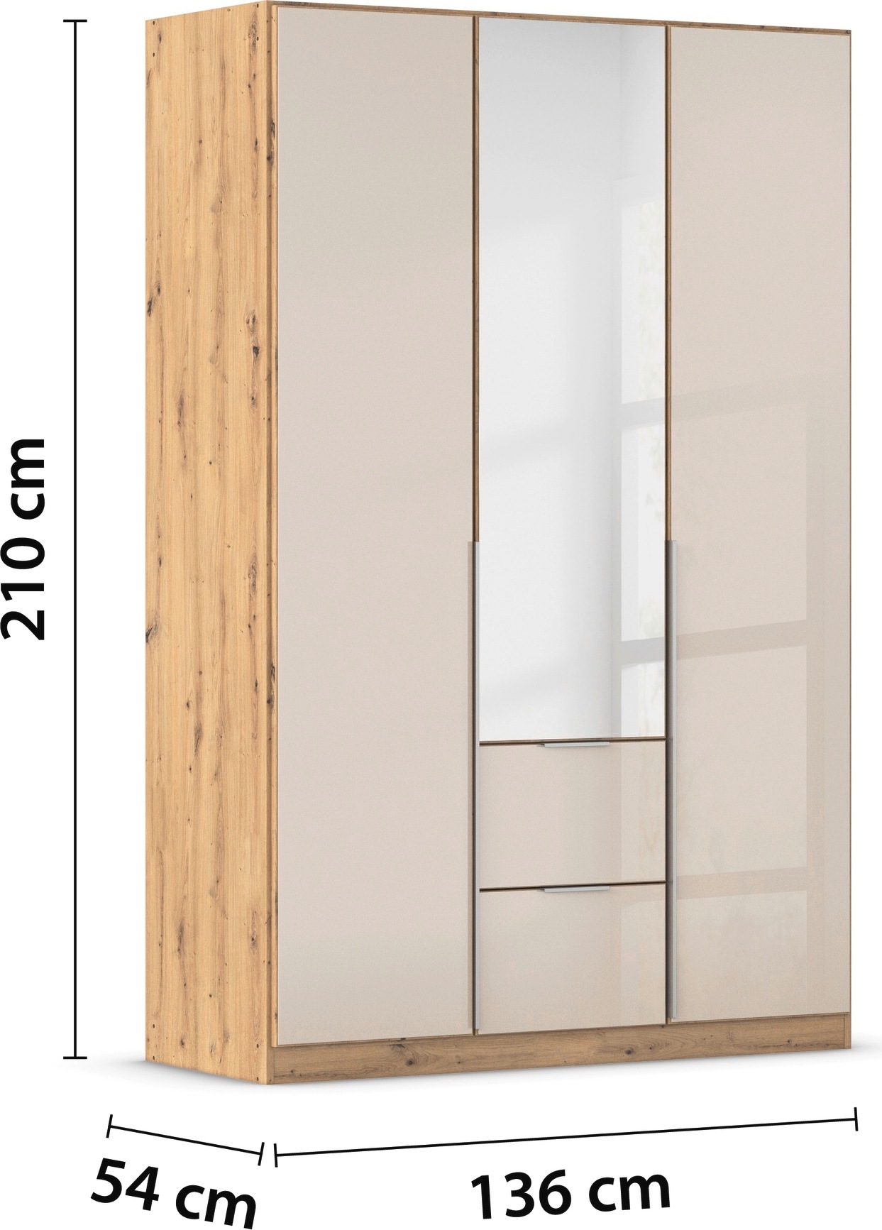 rauch Drehtürenschrank »Kleiderschrank Kleiderschränke Schrank Garderobe AGORDO mit Glasfront«, (in zwei Griff-Farben, Breiten 91-360 cm), mit Außenschubkästen, in 7 Breiten und 2 Höhen MADE IN GERMANY
