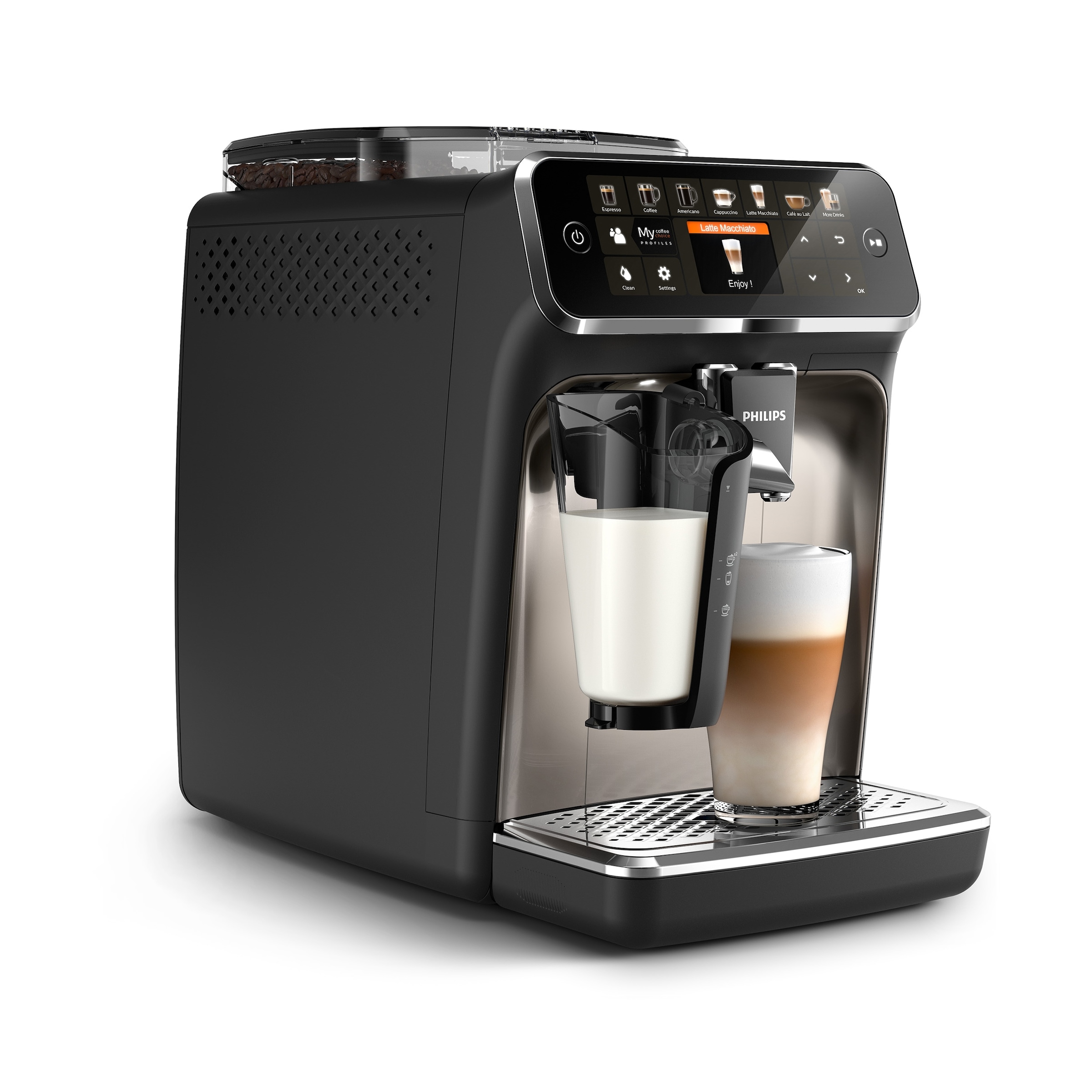 Philips Kaffeevollautomat »EP5447/90 5400 Series, 12 Kaffeespezialitäten« LatteGo Milchsystem und 4 Benutzerprofilen