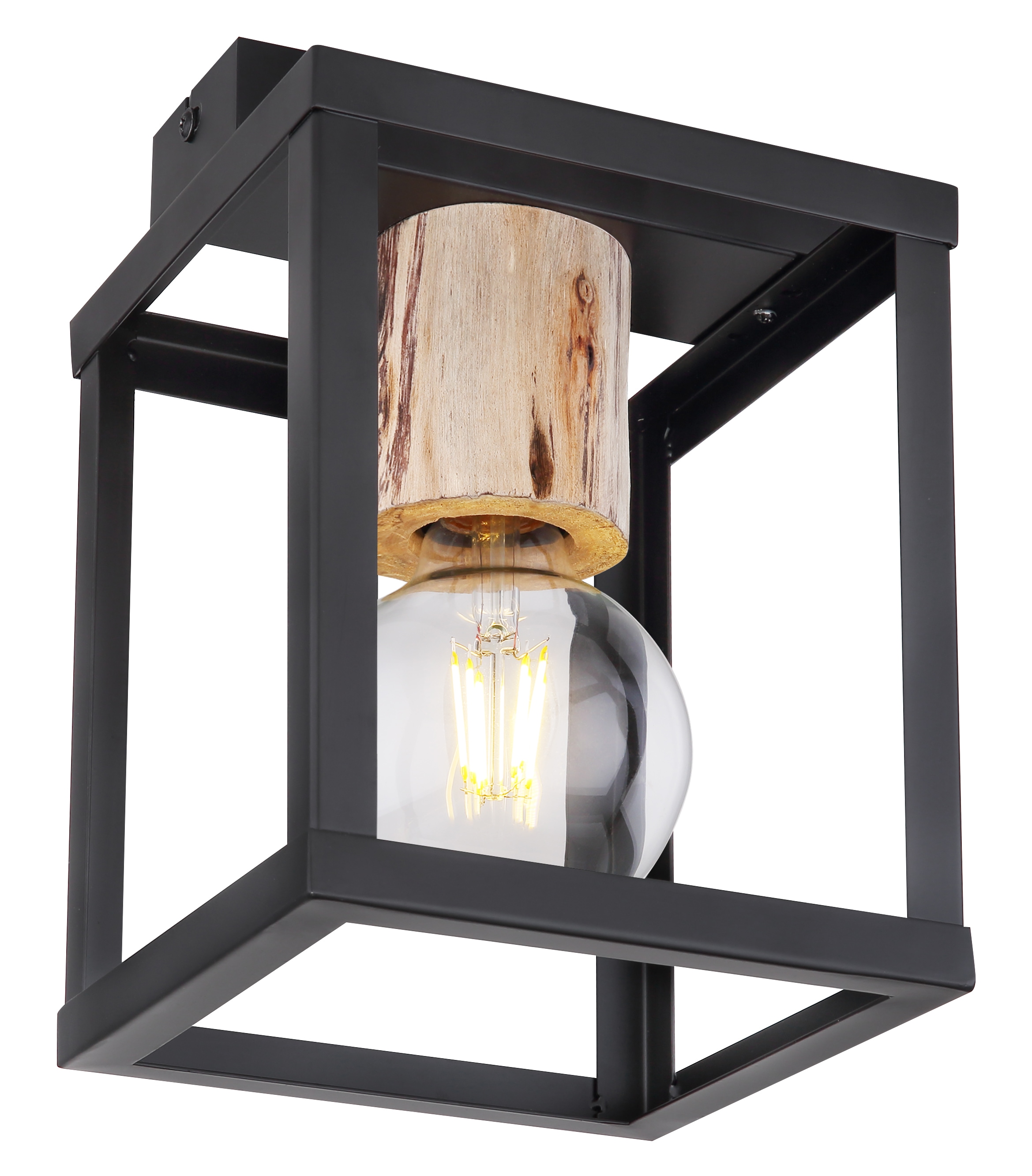 GLOBO LIGHTING Deckenleuchte »HAGAR«, Leuchtmittel E27 | ohne Leuchtmittel, Deckenlampe/Holz/Wohnbereich/Büro/Flur/modern/schwarz