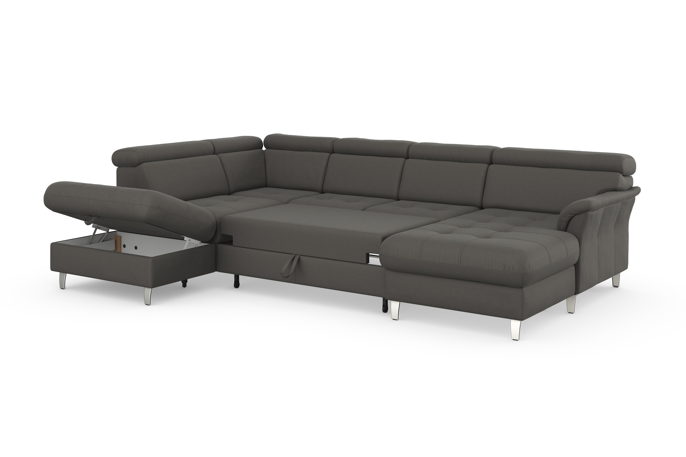 sit&more Wohnlandschaft »Marano U-Form«, inklusive Kopfteilverstellung, wahlweise mit Bettfunktion, Bettkasten