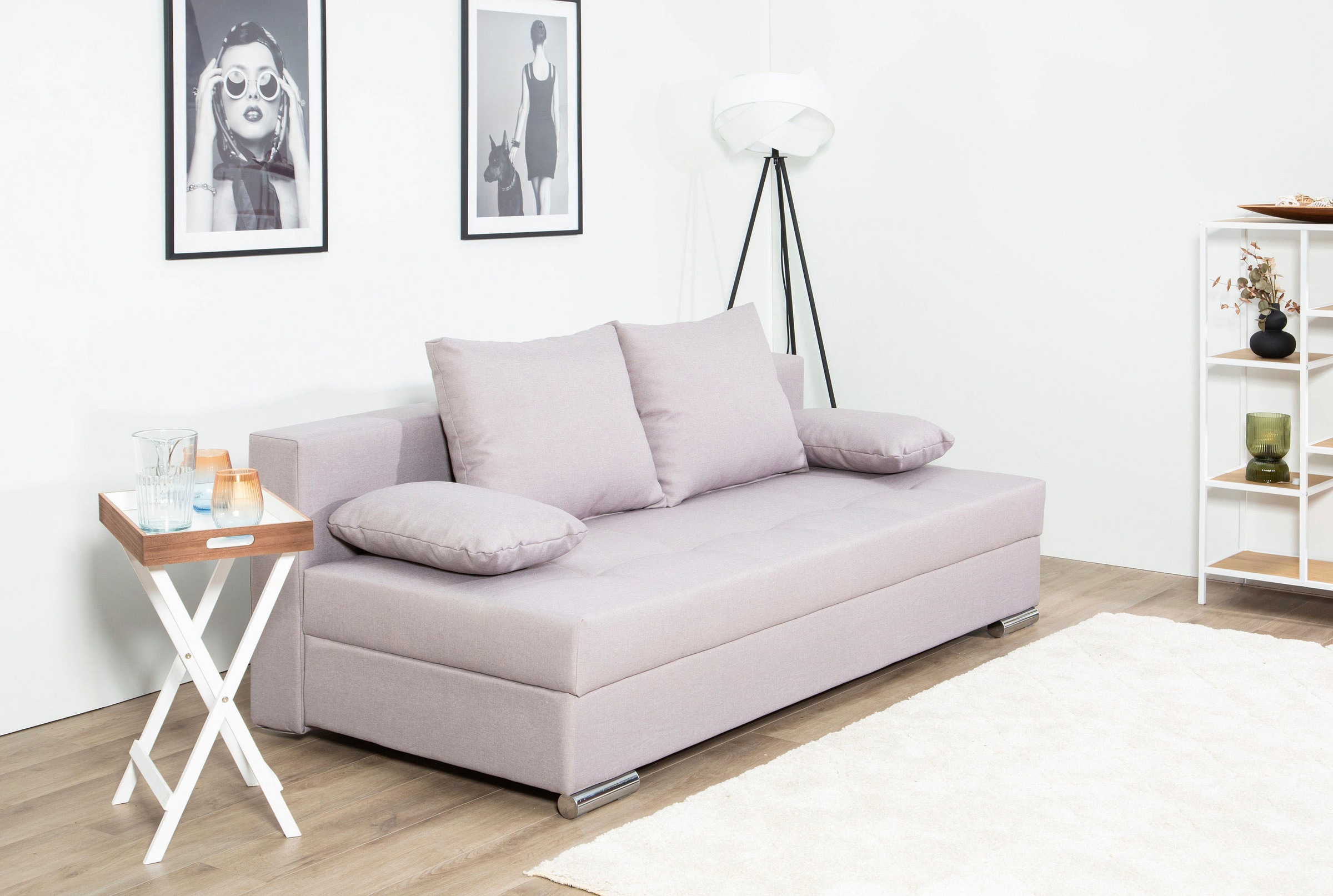 COLLECTION AB Schlafsofa »Tania mit Bettfunktion und Bettkasten«, komfortabler Sitzkomfort: Federkern-Polsterung, inklusive Rückenkissen